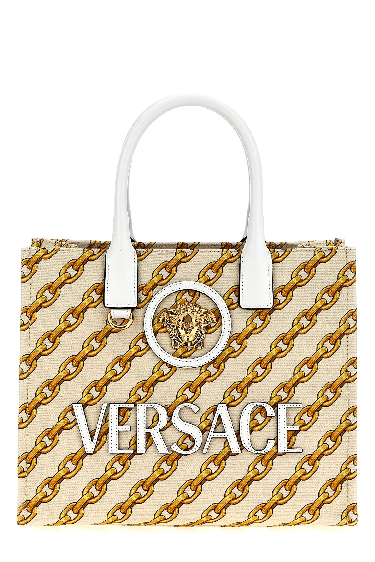 Versace Small 'chain Stripes La Medusa' Shopping Bag