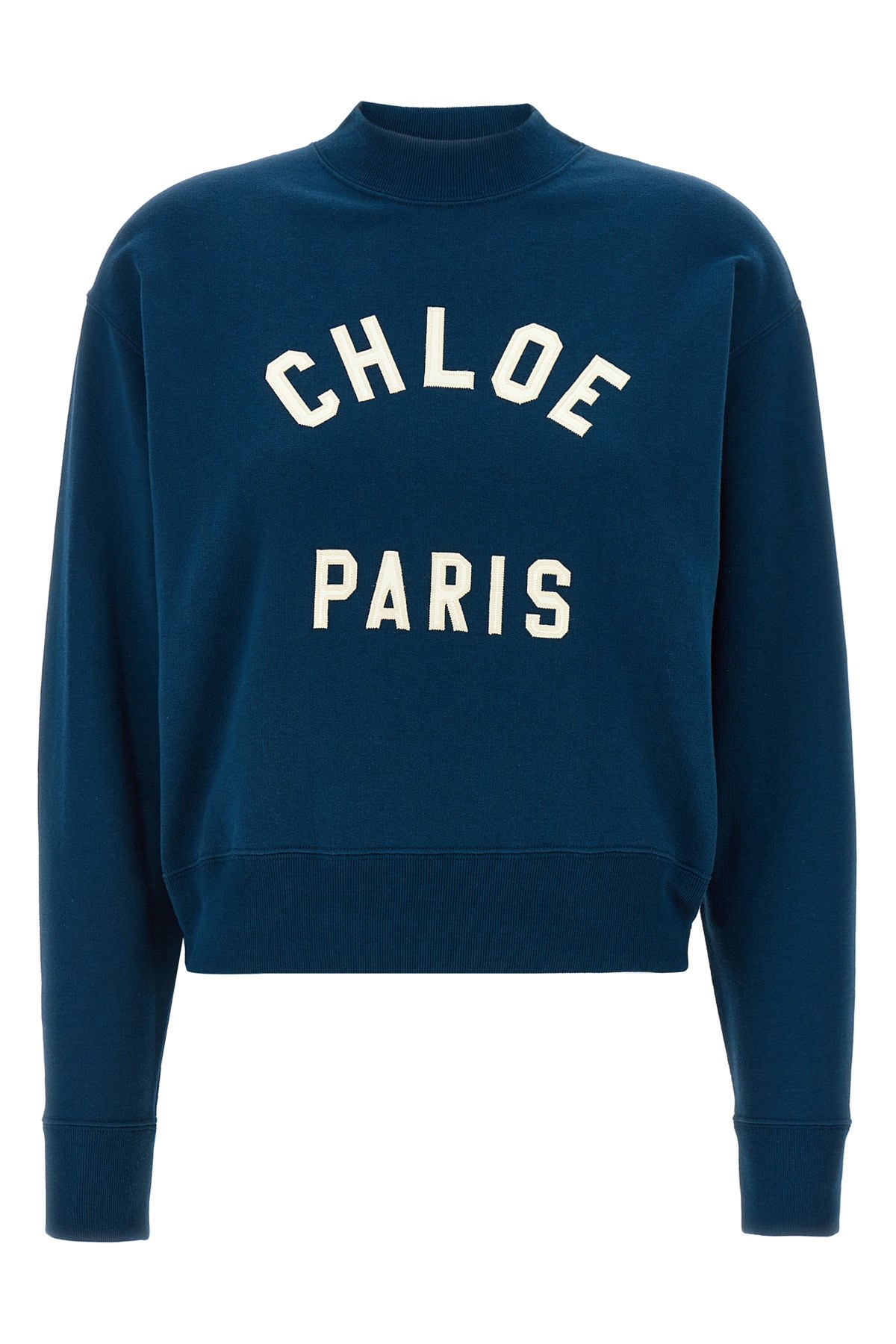 Chloé Cropped Round Neck Sweatshirt Clothing In Blue