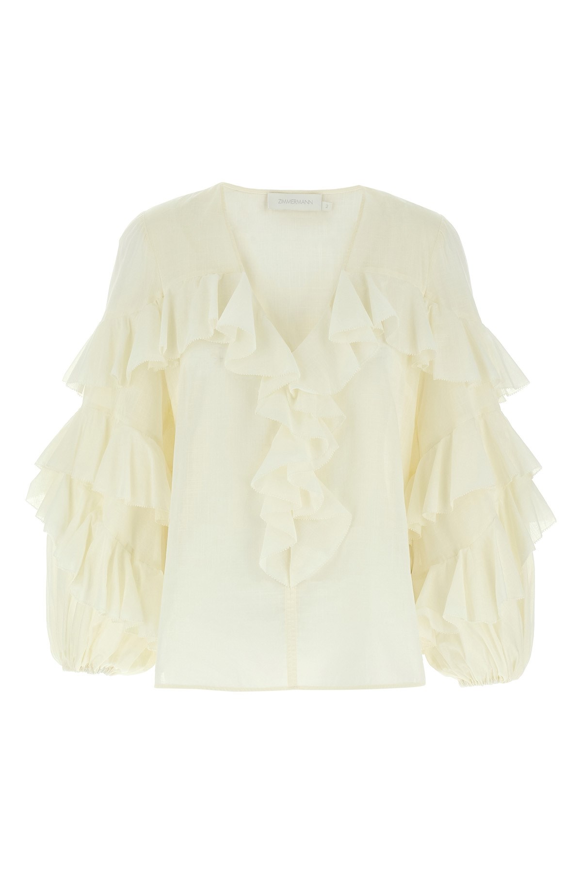 Zimmermann 'acacia Ruffle' Blouse In White