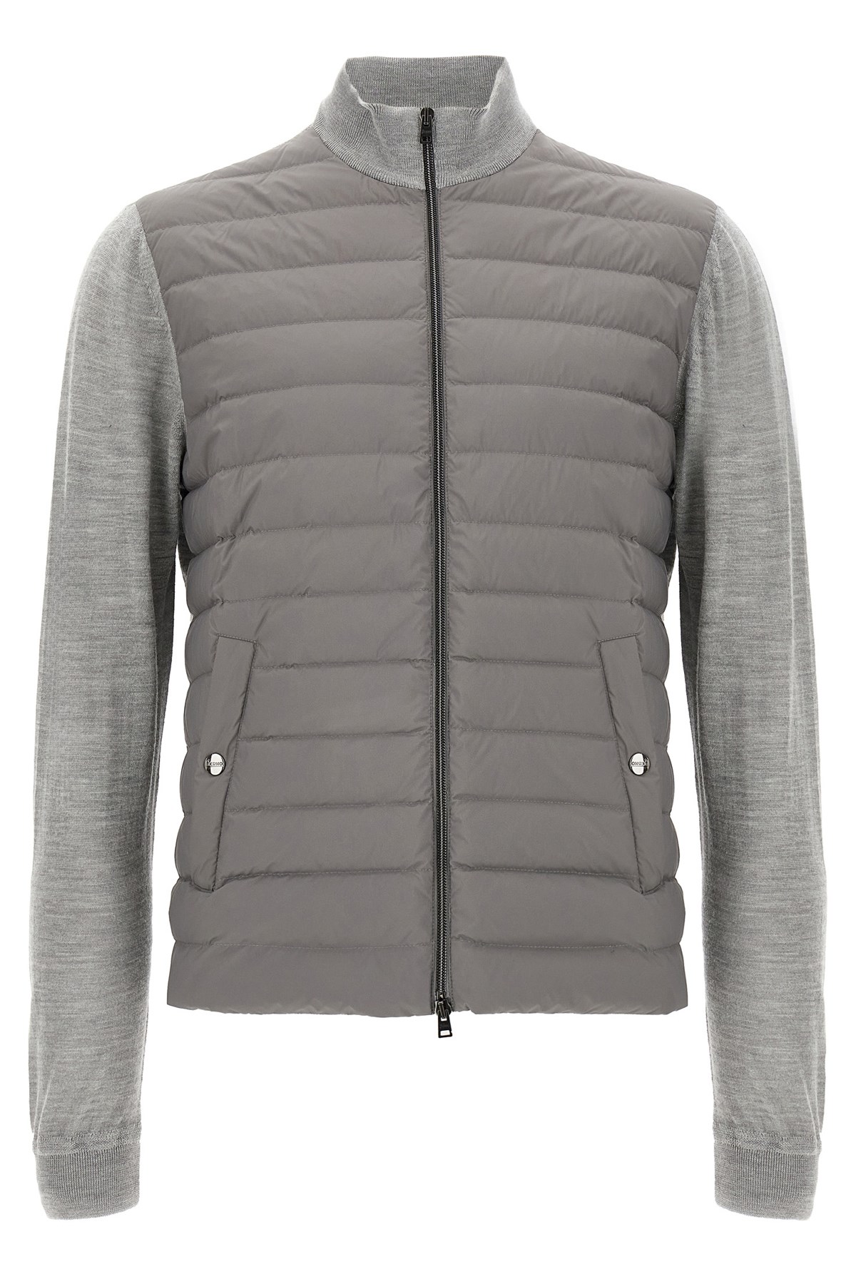 Herno Two-material Cardigan Sweaters And Cardigans Gray In Gray