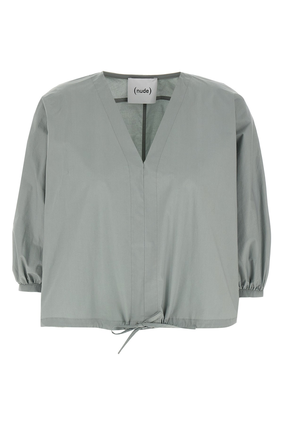 Nude Grey V-neck Blouse In Green