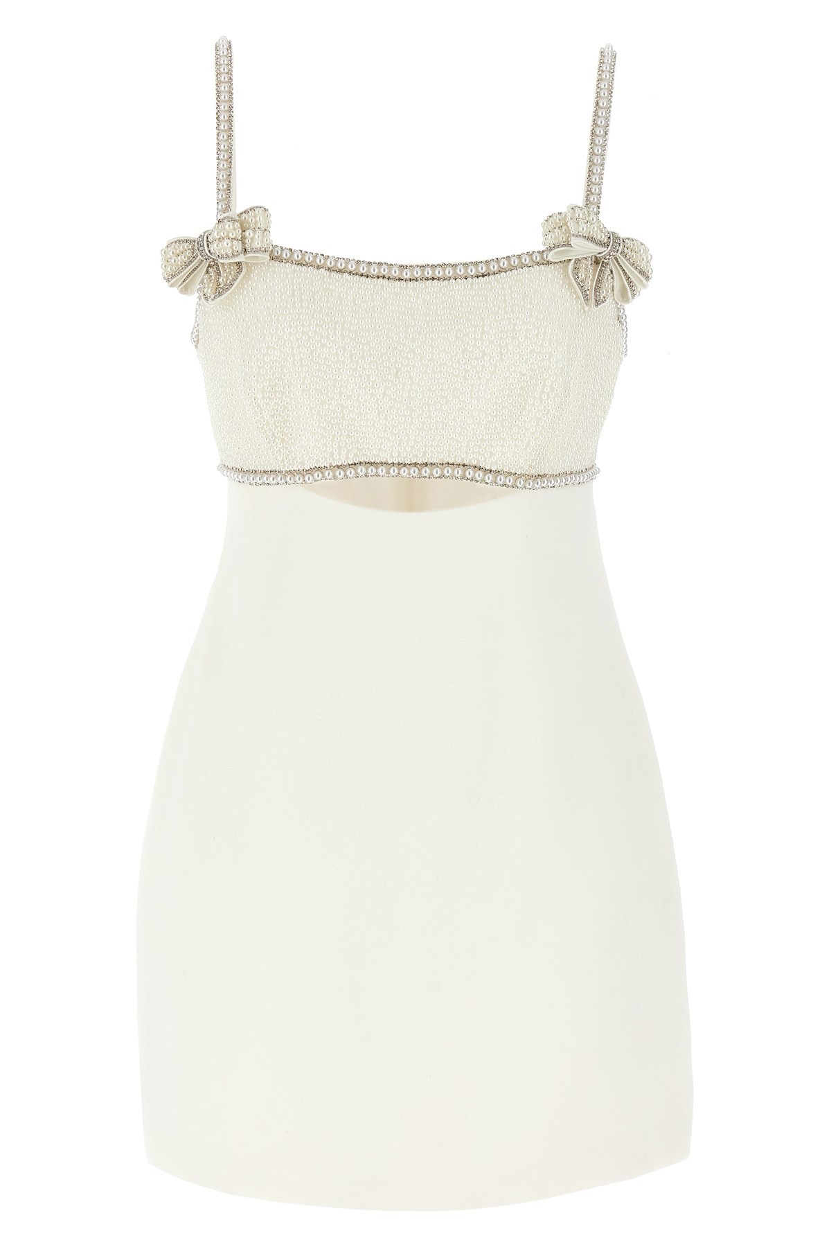 Shop Self-portrait Self Portrait 'white Crãªpe Pearl Bow Mini' Dress