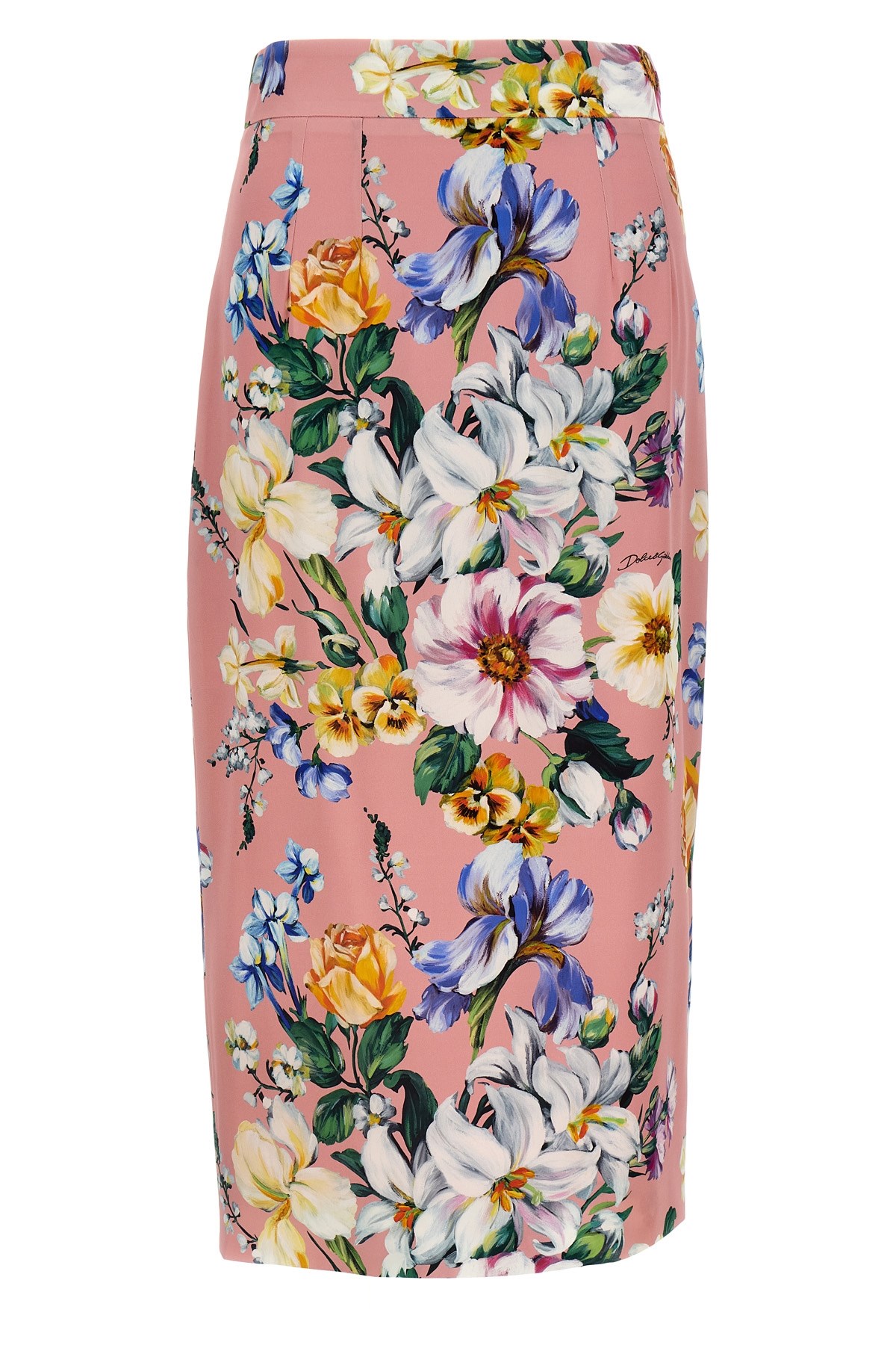 Dolce & Gabbana Stertch Silk Skirt With Multicolor Floral Print