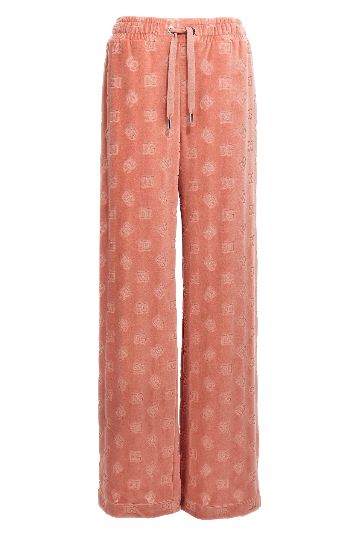 Dolce & Gabbana Chenille Jogging Pants With Jacquard Dg Logo In Red