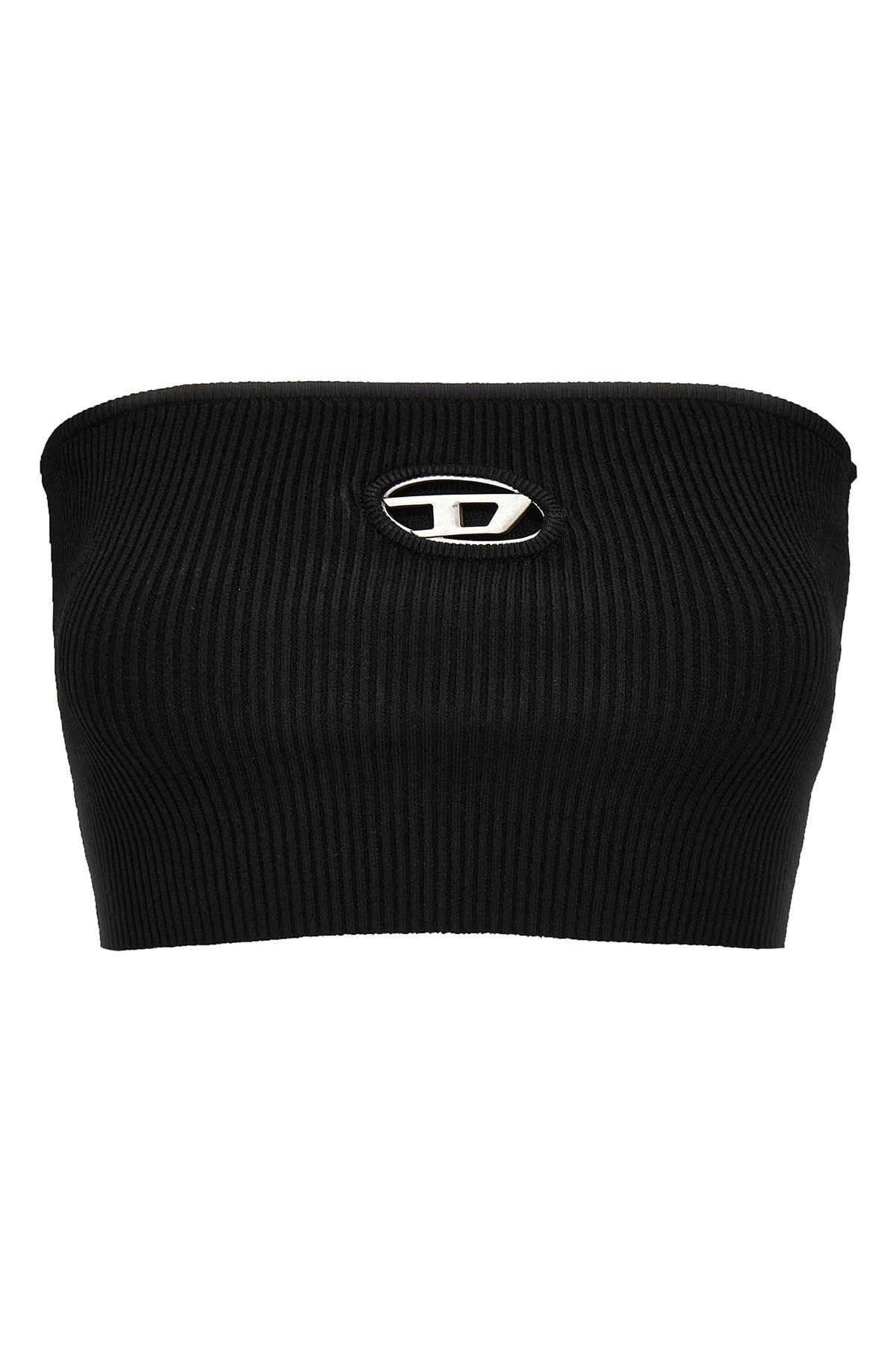 Diesel M-clarksvillex Black Stretch Ribbed Jersey Bandeau Top