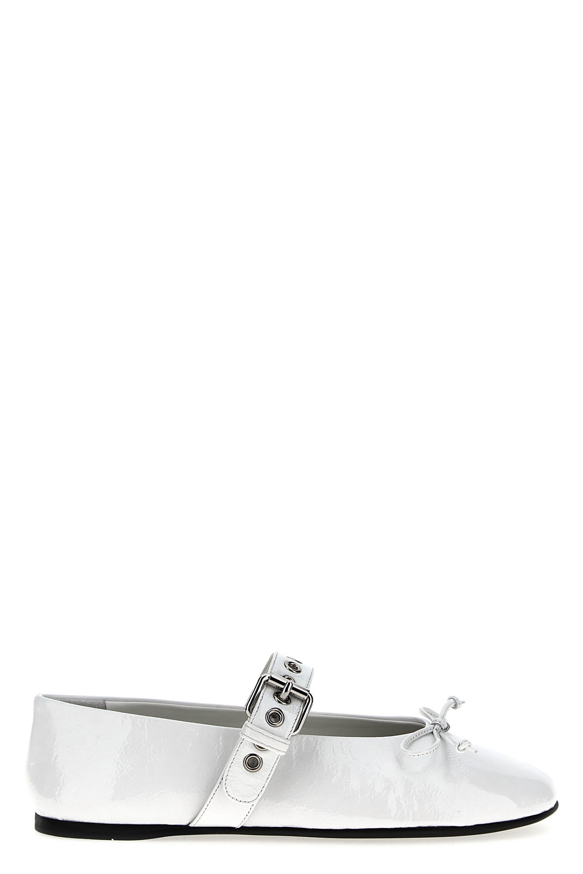 Miu Miu Buckle And Bow Ballet Flats Flat Shoes White In Purple