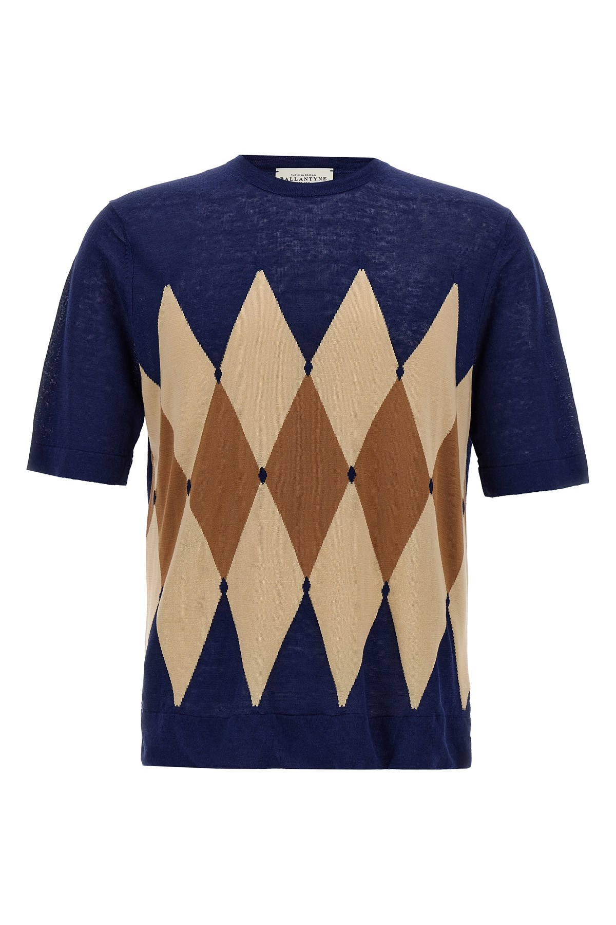 Tシャツ・カットソー BALLANTYNE SS25 'Argyle' T-shirt (B2W02514L20 93883) Ballantyne Argyle-jacquard T-shirt In Blue | ModeSens