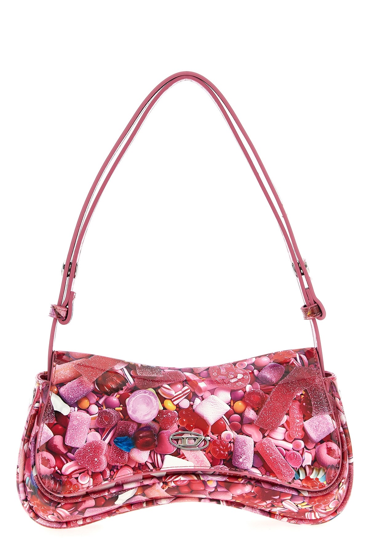 Diesel 'play' Pink Handbag With Oval D Logo Plaque On The Front And All-over Graphic Print