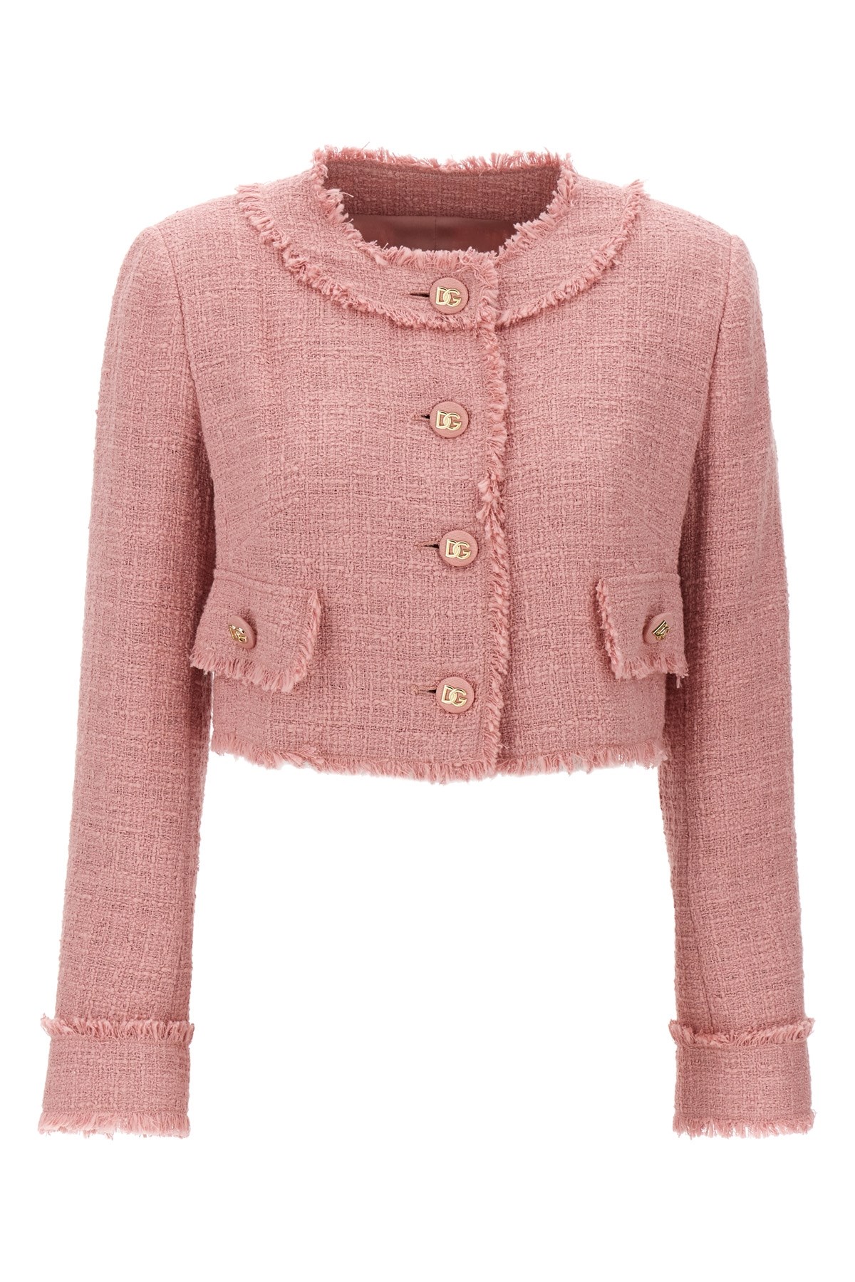 Dolce & Gabbana Pink Crop Jacket With Logoed Buttons