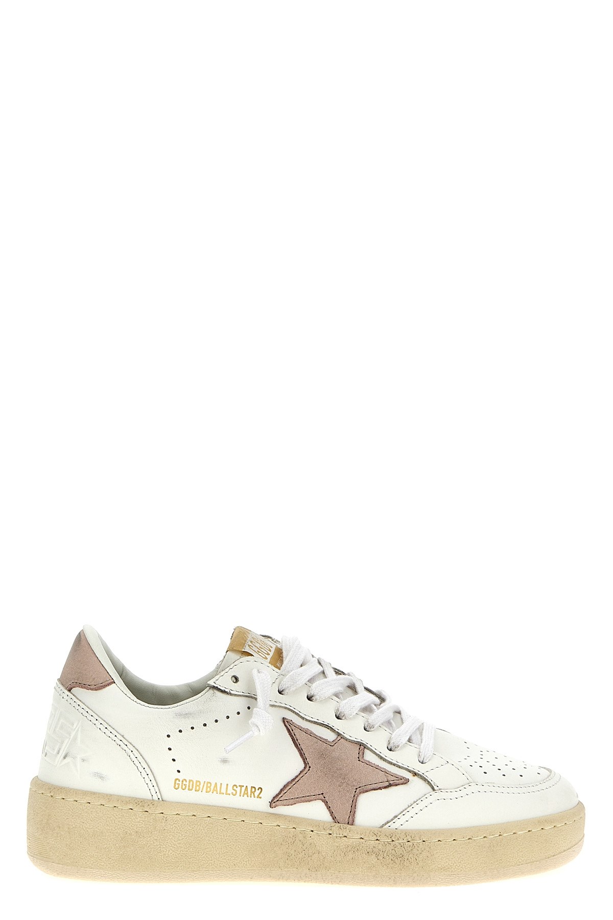 Golden Goose Ballstar Sneakers In White And Gold Leather