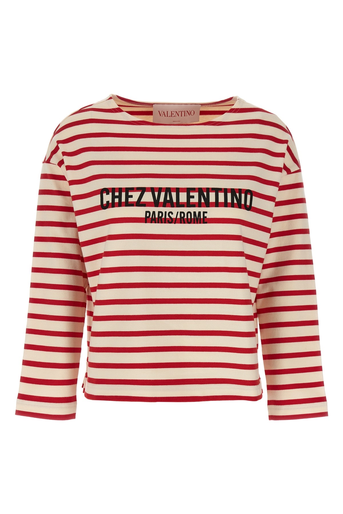 Valentino Womens Avorio Rosso Striped Brand-print Cotton-jersey T-shirt