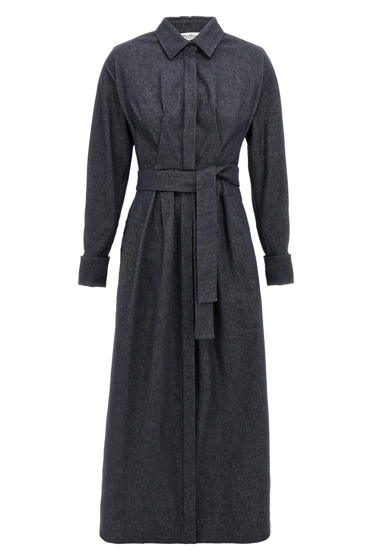 Max Mara Go Belted Waist Midi Dress With Long Sleeves