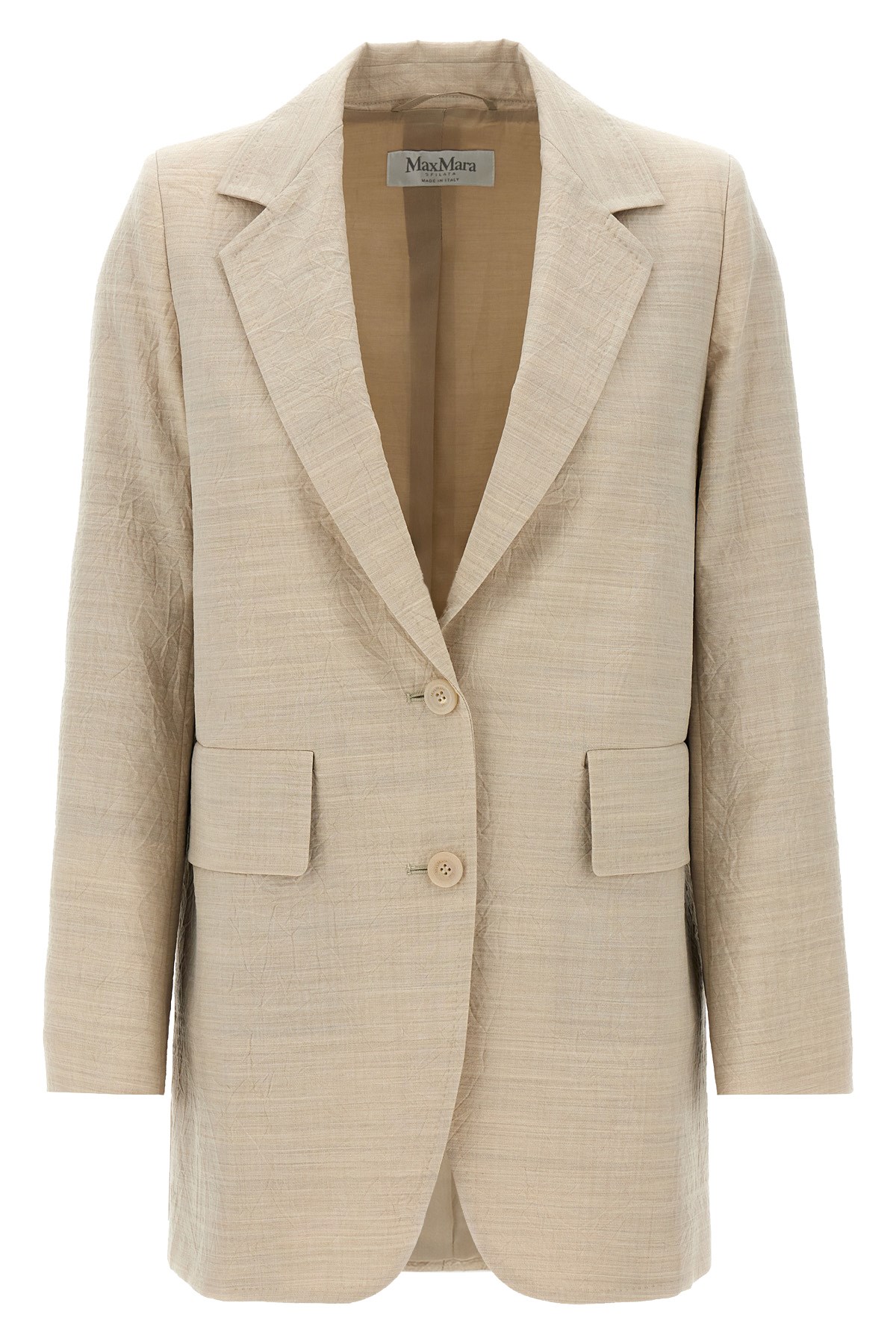 Max Mara Longline Textured Wool Jacket With Rear Vents