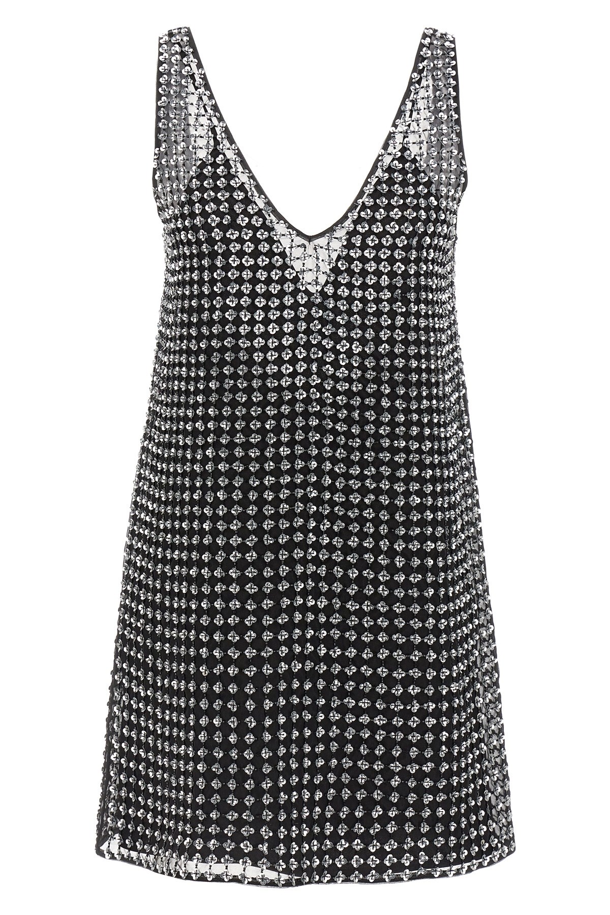 Max Mara Silk Organza Mini Dress With Floral Sequins