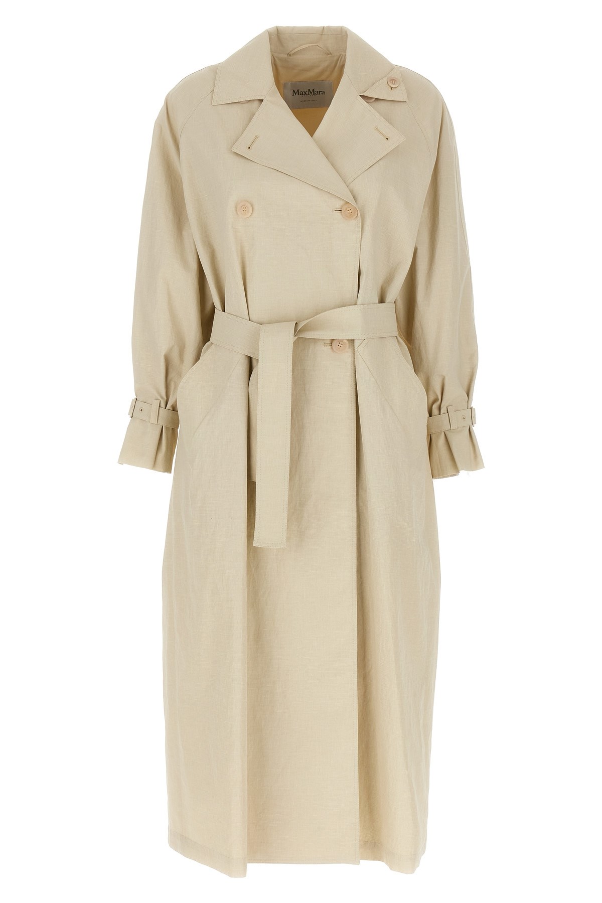 Max Mara Double-breasted Ivory Trench Coat With Belted Waist