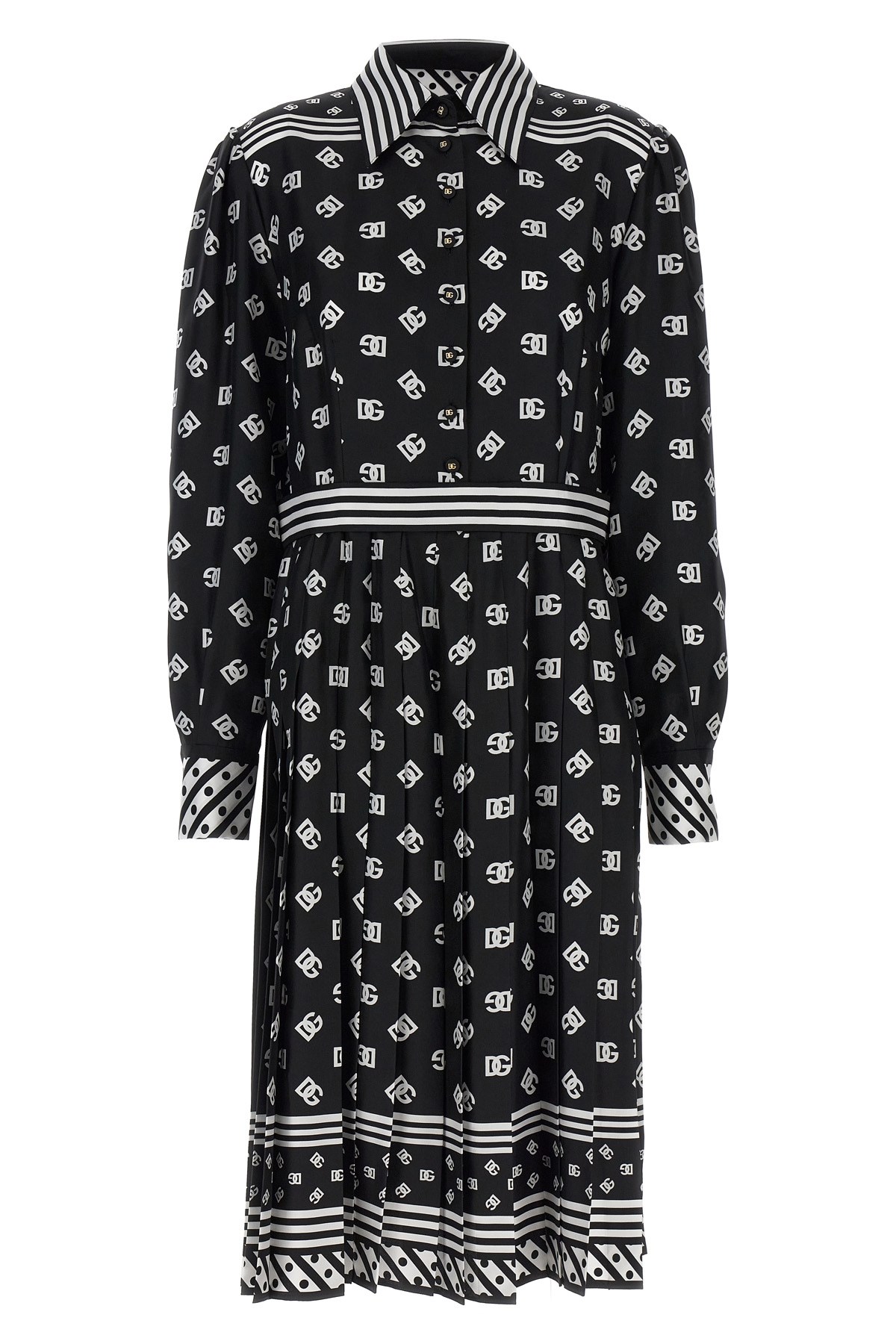 Dolce & Gabbana Scarf Dress With Long Sleeves And Pleated Skirt