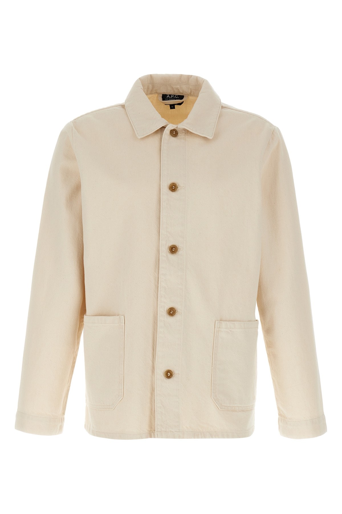 Apc Kerlouan Beige Jacket With Classic Collar And Front Button Closure In Cotton Man