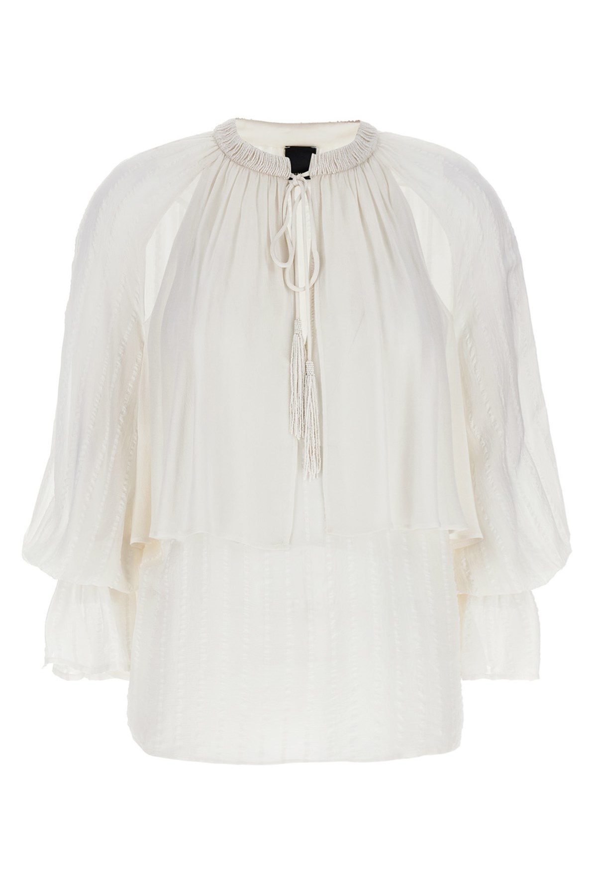 Pinko Layered Sheer Fabric Top With Tassel Detail