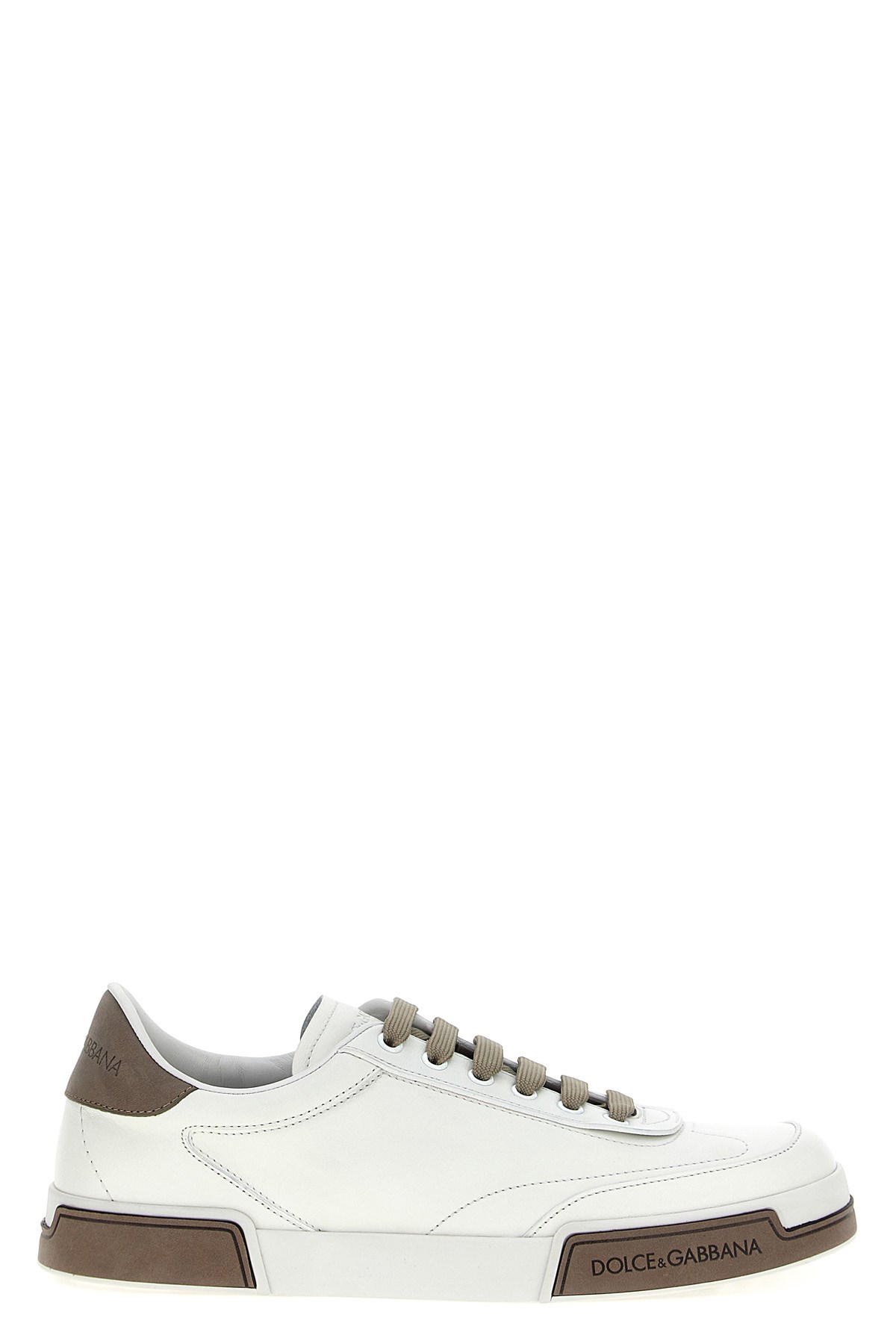 Dolce & Gabbana Portofino Yatch Sneakers In Calfskin Color White And Dove Grey In Red