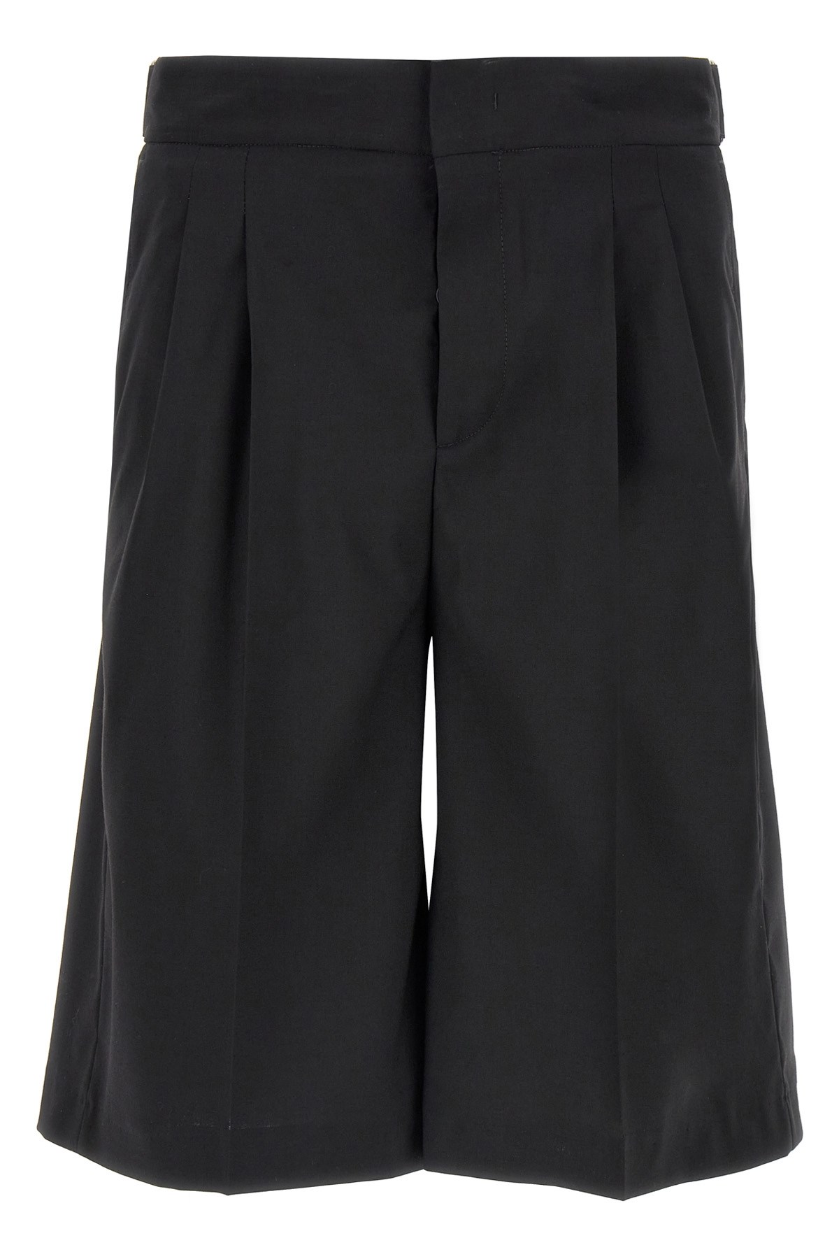 Pt Torino Midnight Blue Stretch Polyester Blend Bermuda Shorts In Black