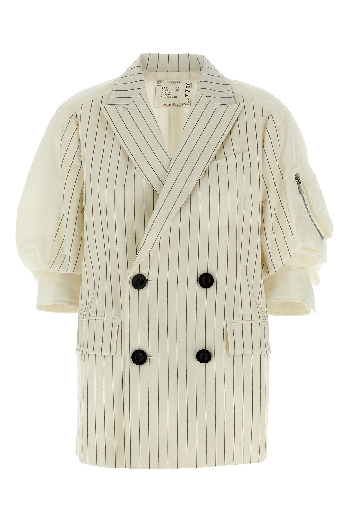 Sacai Balzer Double-breasted Wool And Silk Jackets White In White
