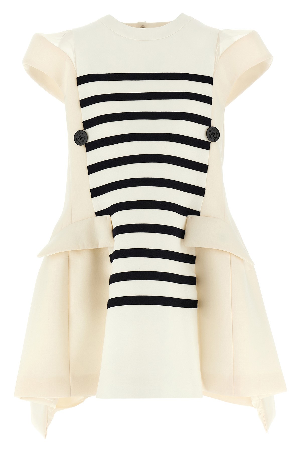 Sacai Blackwhite Cotton Silk Dress