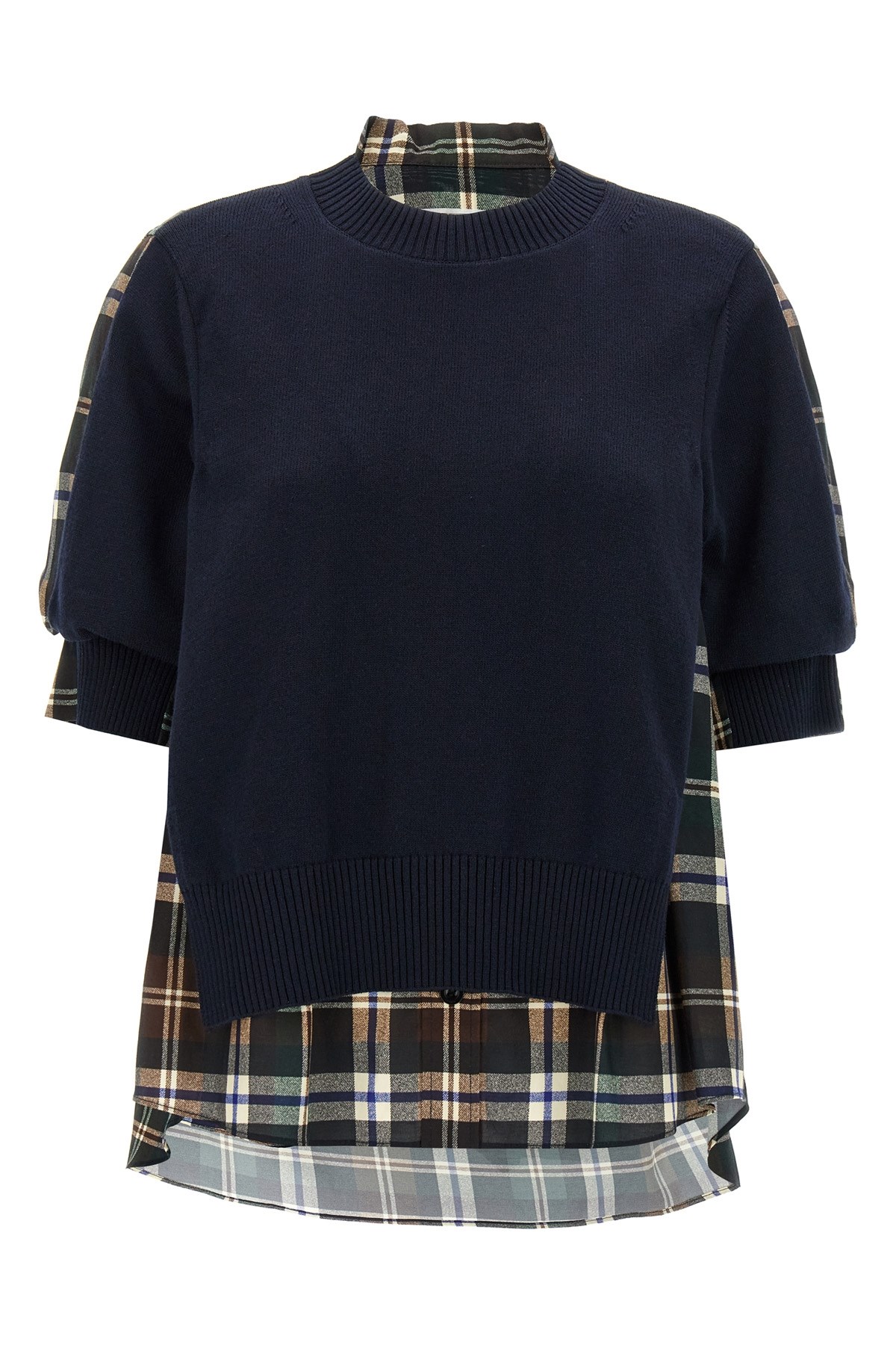 Sacai Knitted Panel Shirt Shirt And Blouse Multicolor In Multi