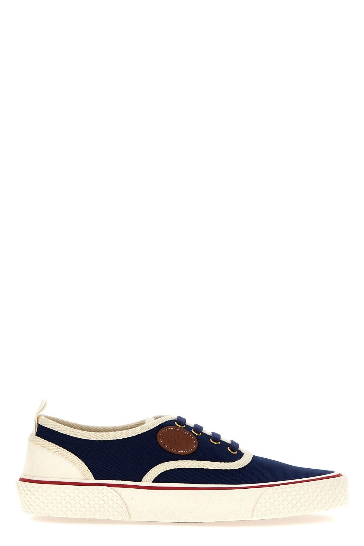 Valentino Garavani Blue Low Top Sneakers With Vlogo Patch On The Side In Cotton Man