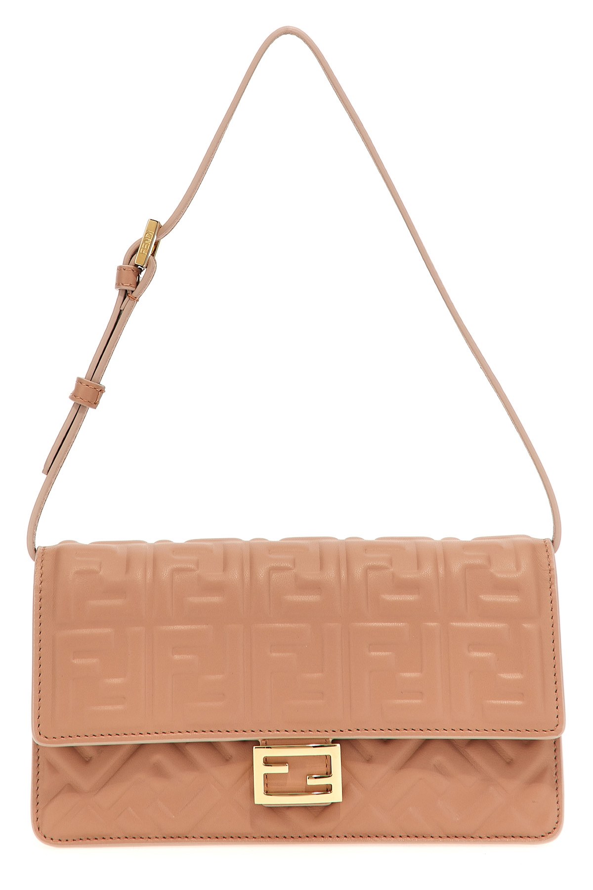 Fendi 'baguette' Wallet On Chain In Brown