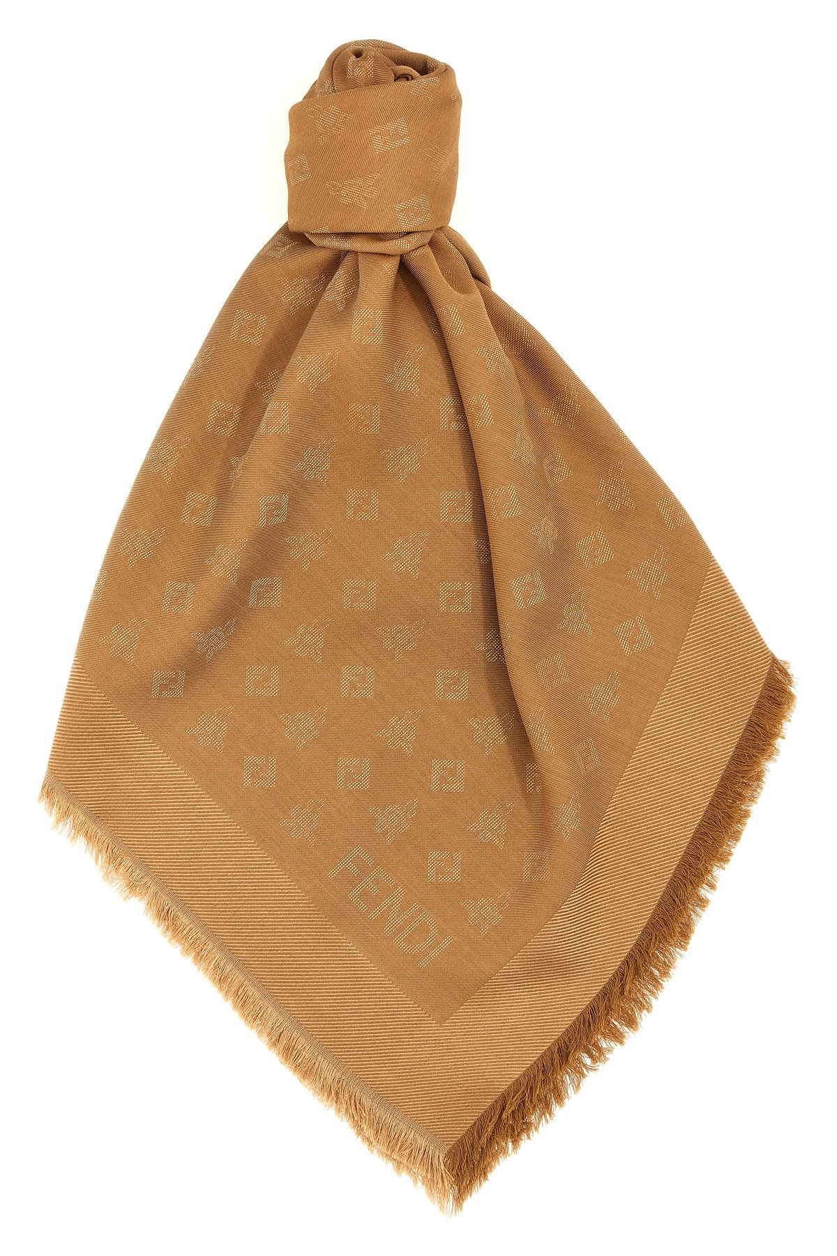 Fendi Monogram Square Shawl Fringed Edges