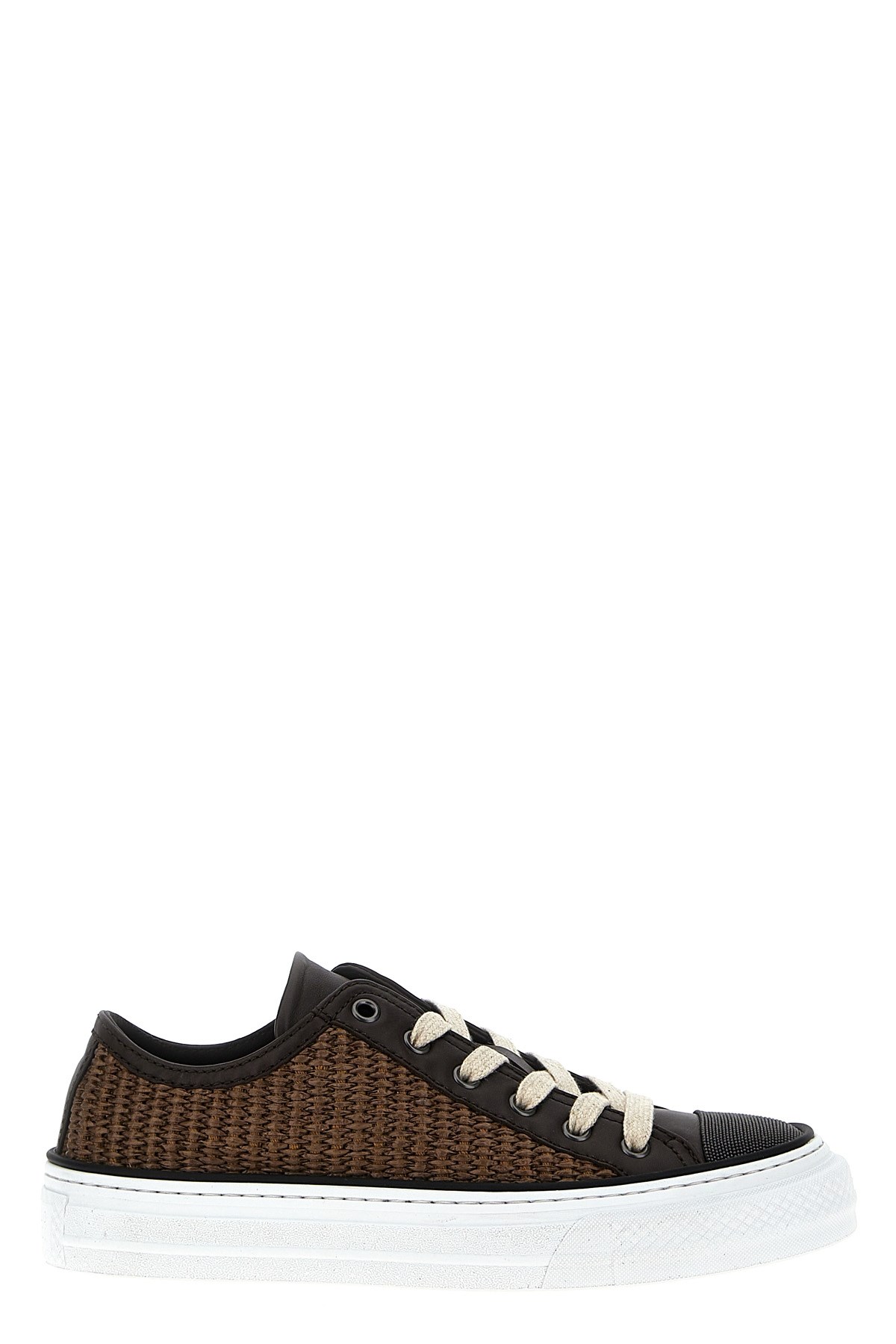 Brunello Cucinelli Luxe Woven Texture Sneakers