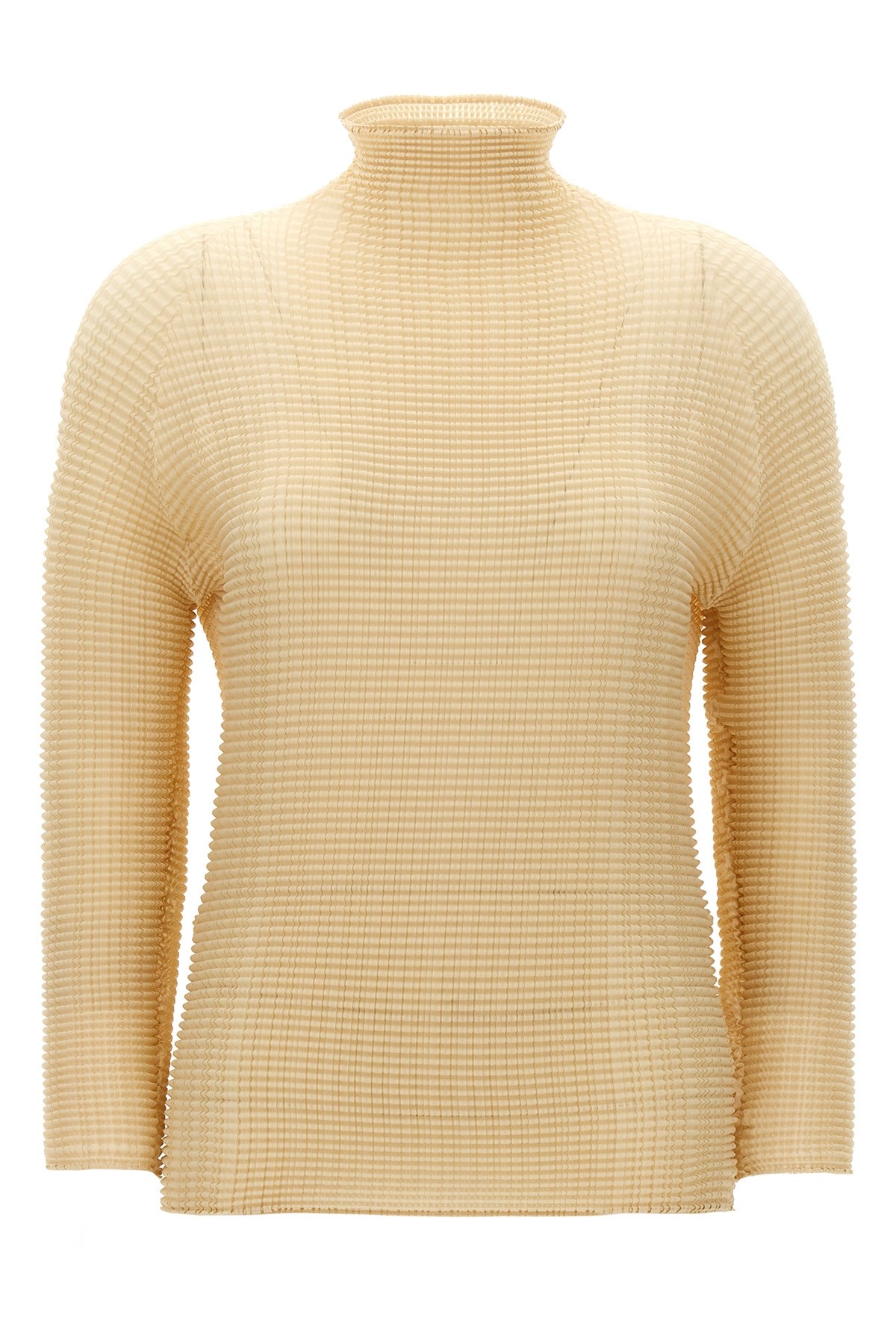 Issey Miyake Womens 40-light Beige Pleated High-neck Woven Top
