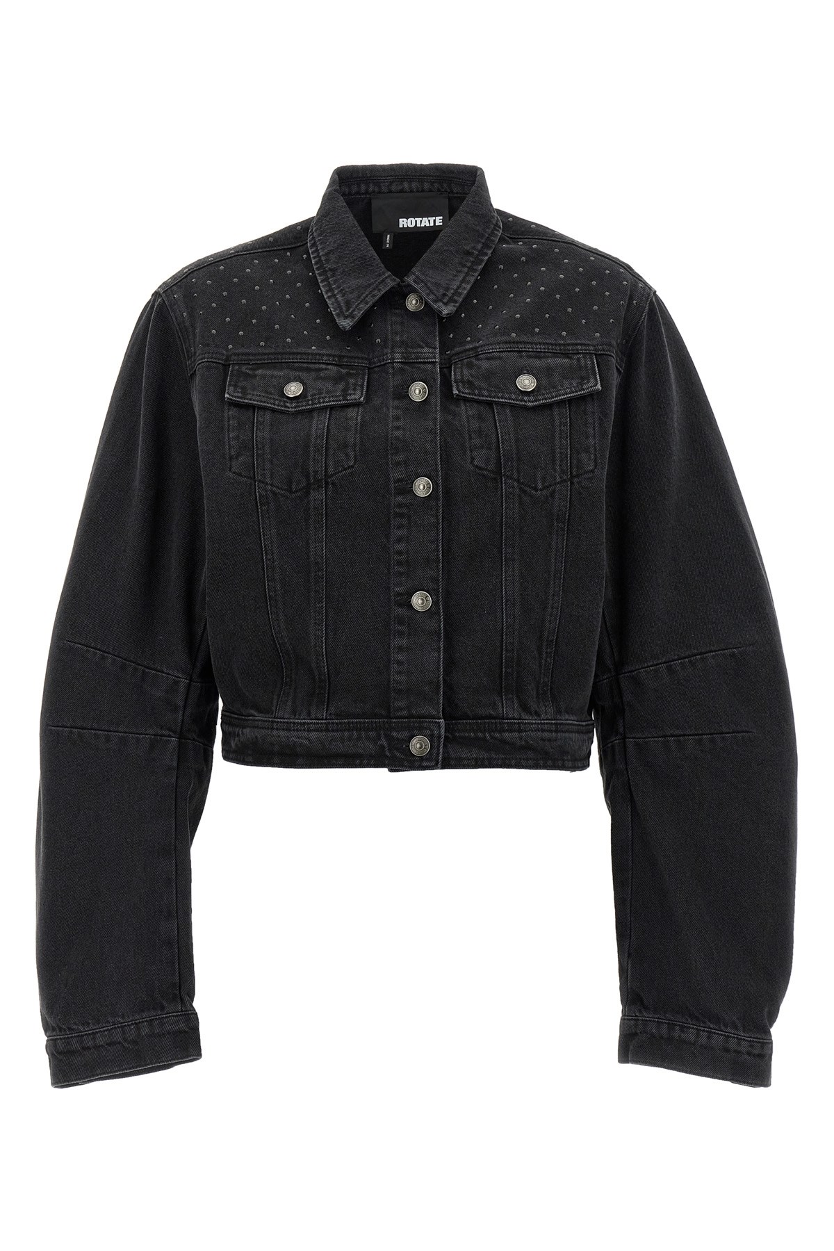 Rotate Birger Christensen Oversized Denim Jacket Studded Detail In Black
