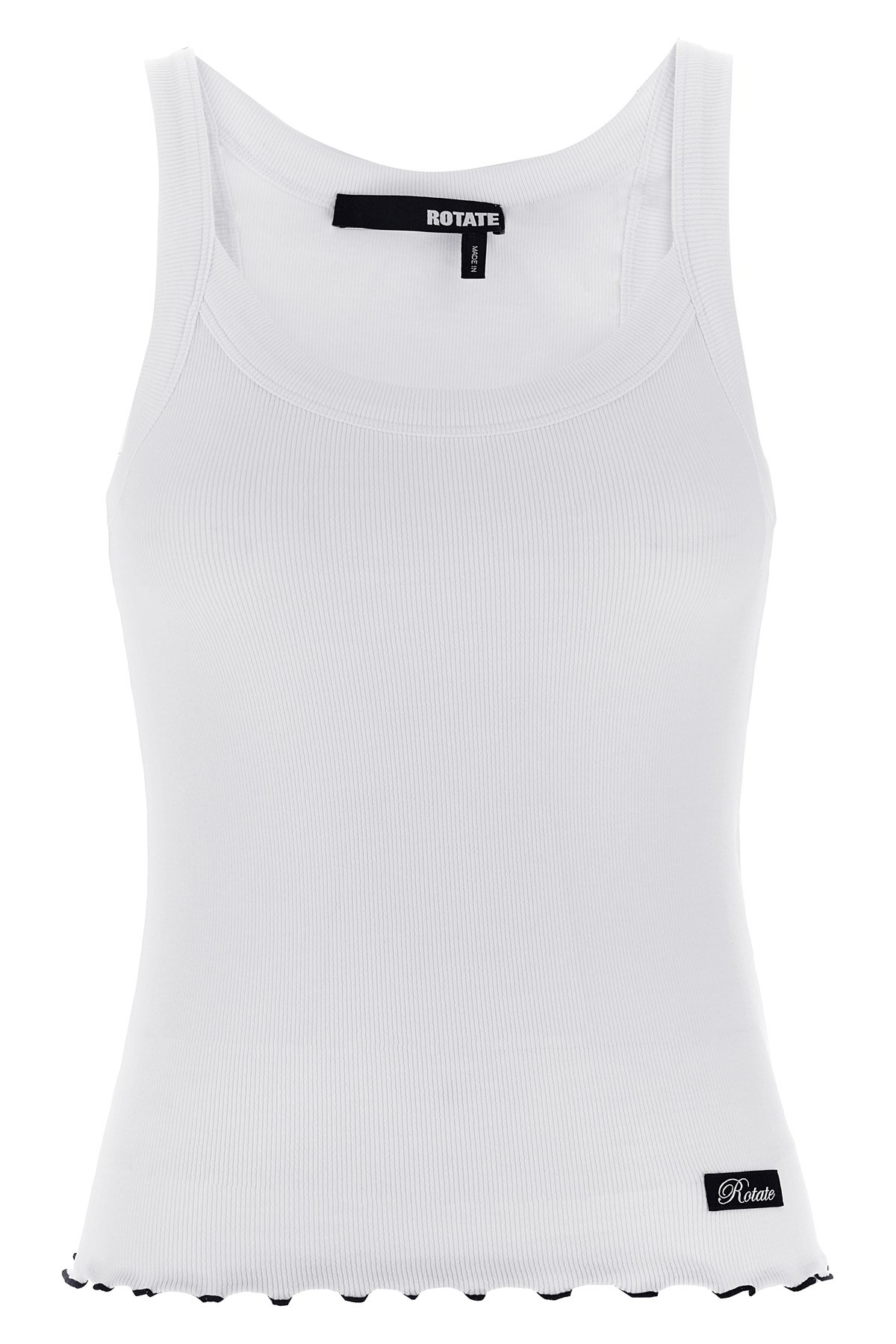 Rotate Birger Christensen Textured Tank Top Scalloped Hem In Gray