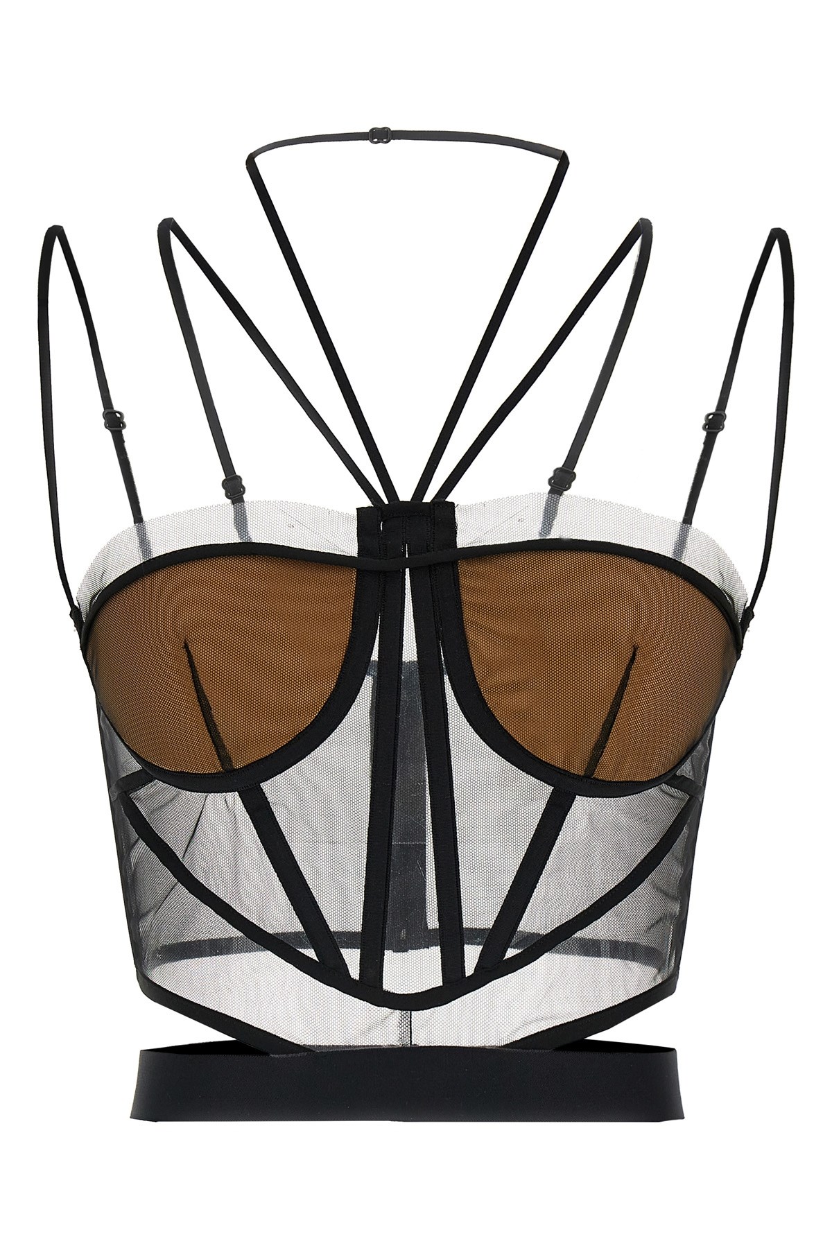 Nensi Dojaka Sheer Strappy Corset Top In Black