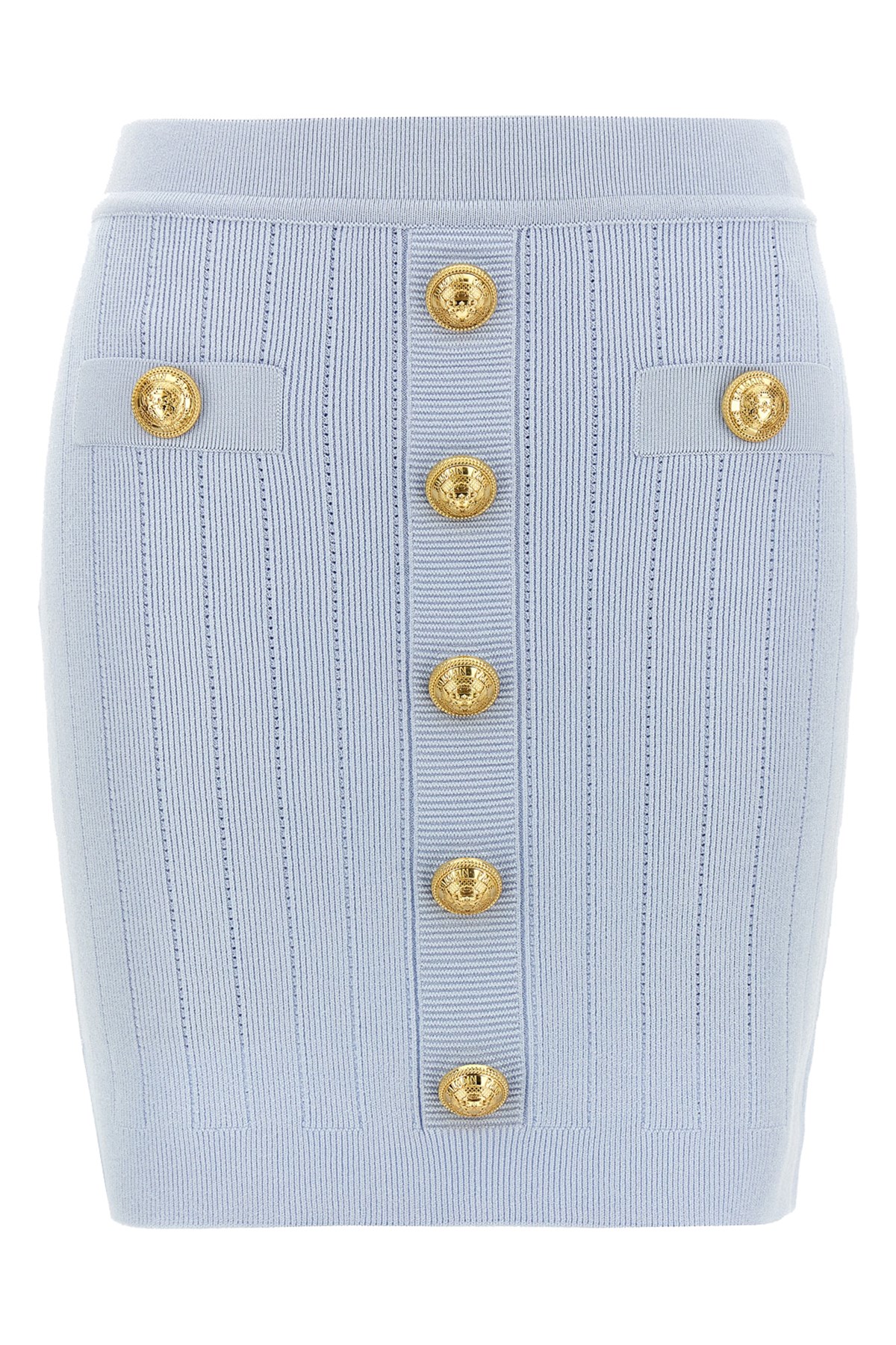 Balmain 2-pockets Button-front Rib Mini Skirt