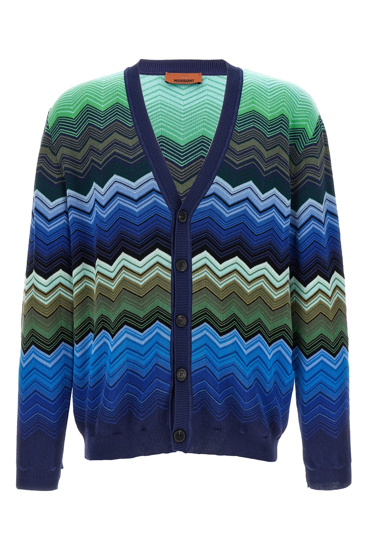 Missoni Chevron Pattern V-neck Cardigan With Ribbed Cuffs