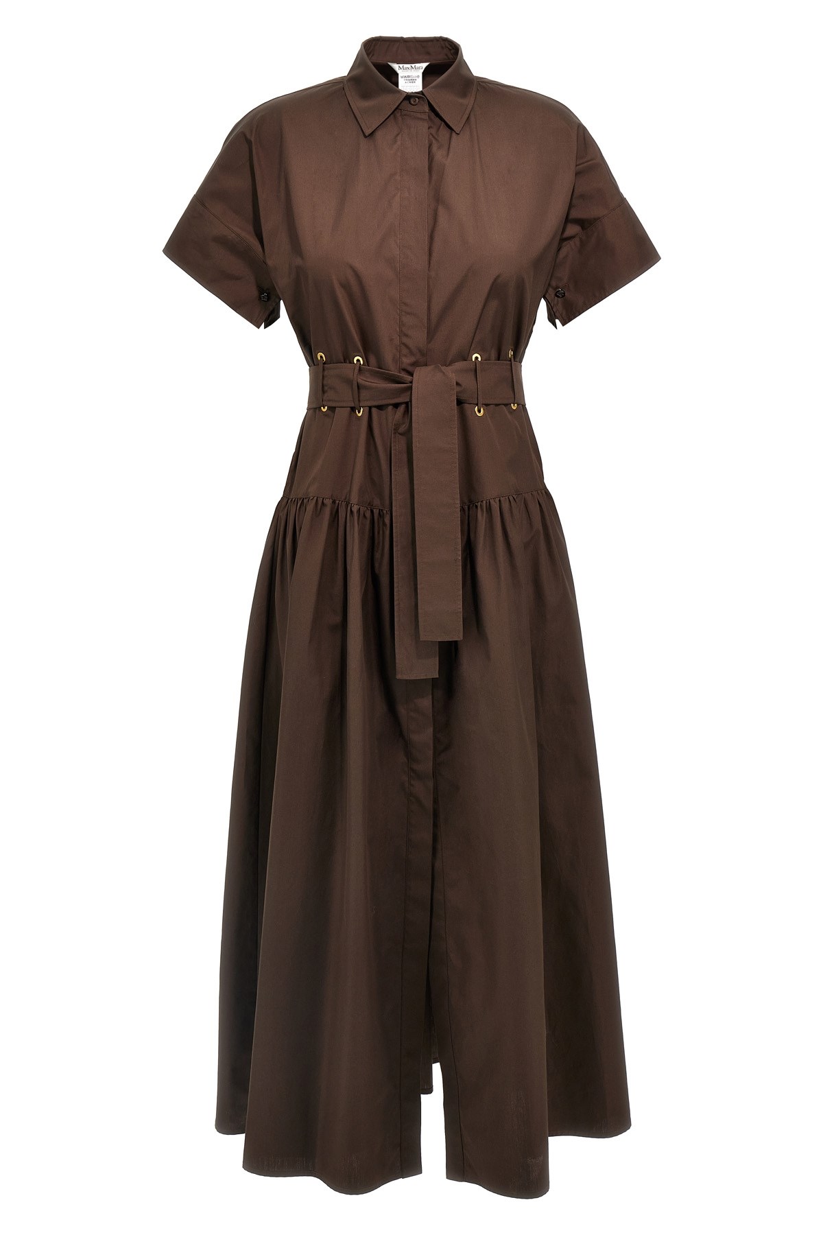 Max Mara Womens Agoraio Short-sleeves Cotton-poplin Maxi Dress Coffee