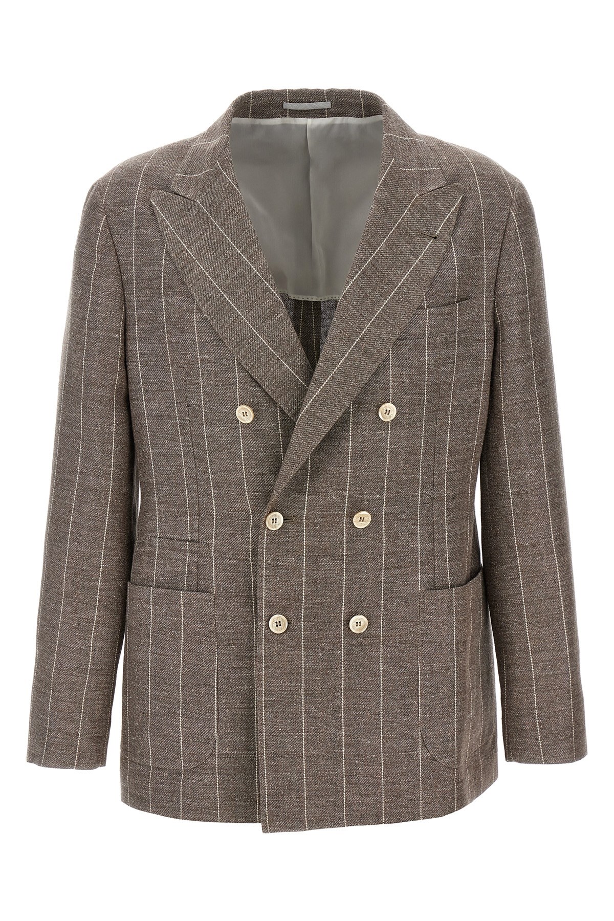 Brunello Cucinelli Deconstructed Blazer With Striped Pattern And Button Detailing