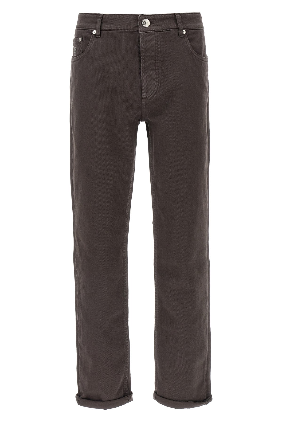 Brunello Cucinelli Dyed Jeans With Back Pocket And Belt Loops In Gray