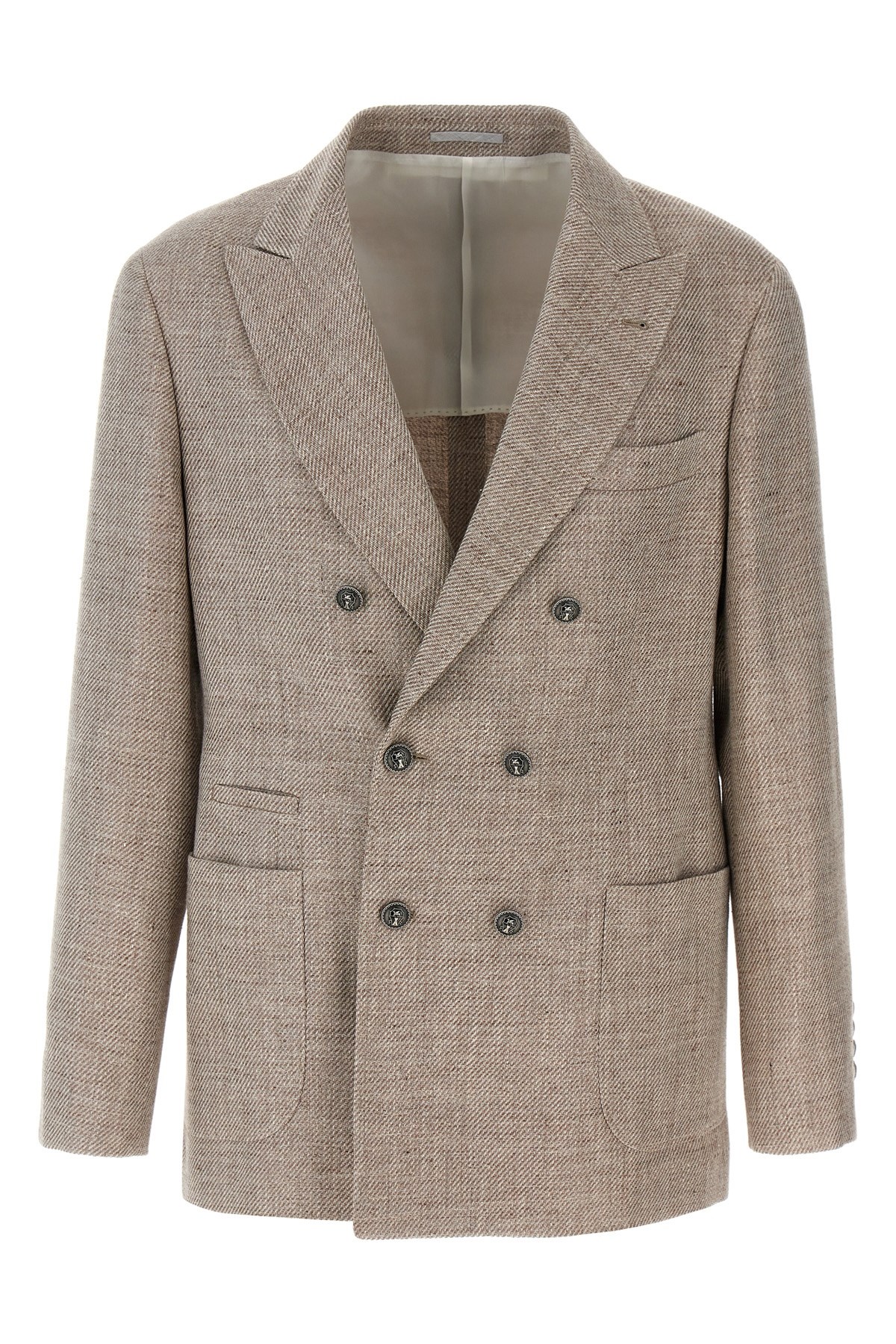 Brunello Cucinelli Beige Diagonal Deconstructed Blazer