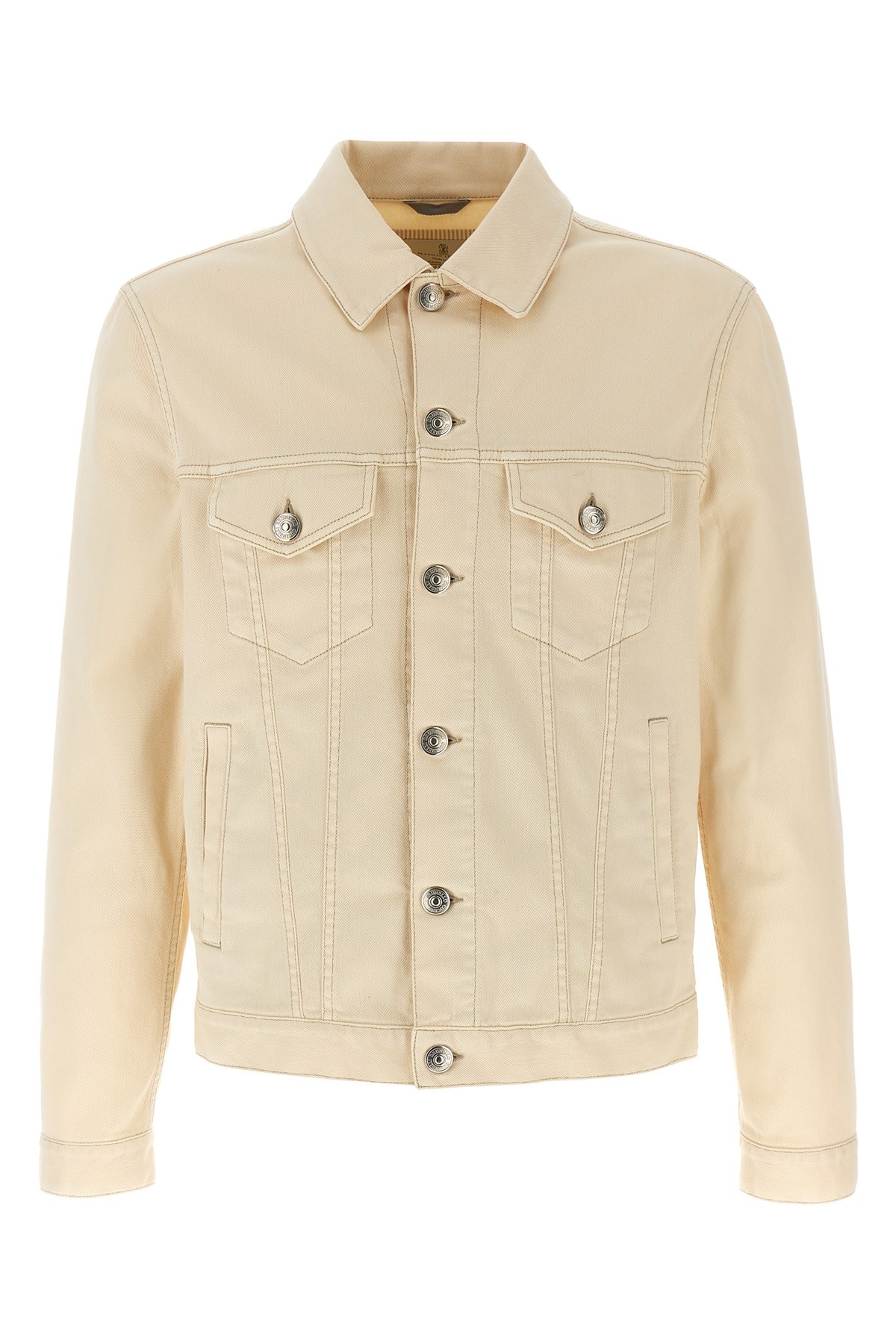 Brunello Cucinelli Denim Jacket Casual Jackets And Parka Beige In Neutral