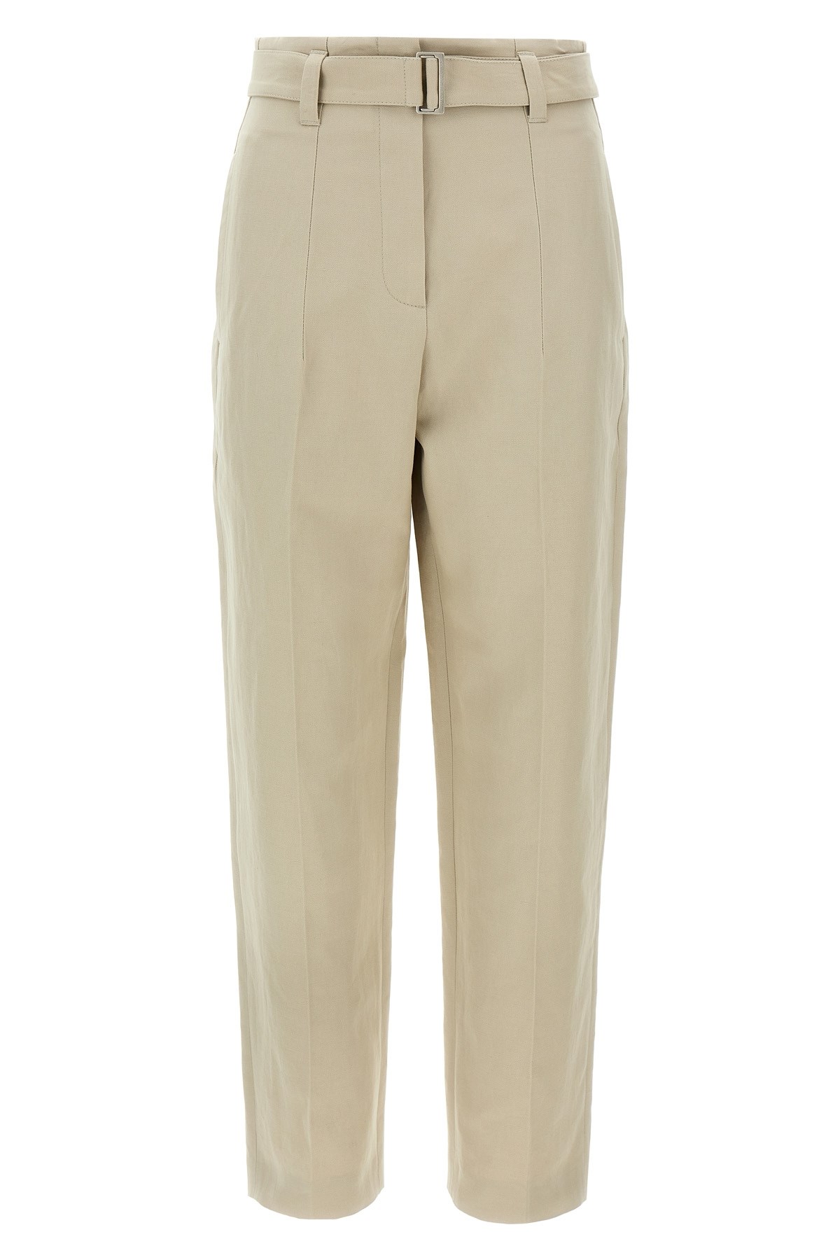 Brunello Cucinelli Women Slouchy Trousers In Sparkling Linen Canvas With Jewellery