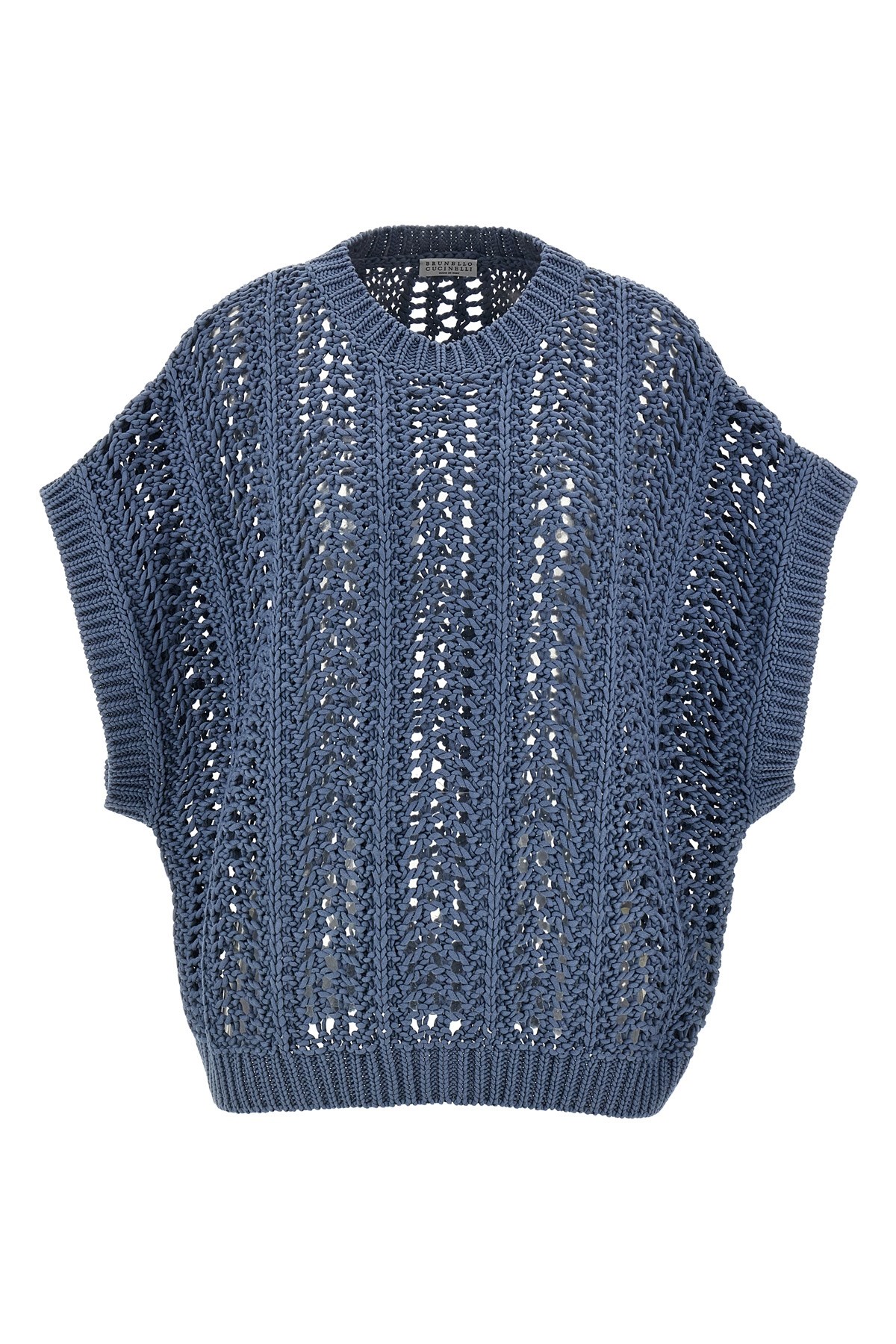 Brunello Cucinelli Ribbed Net Sweater Sweaters And Cardigans Blue