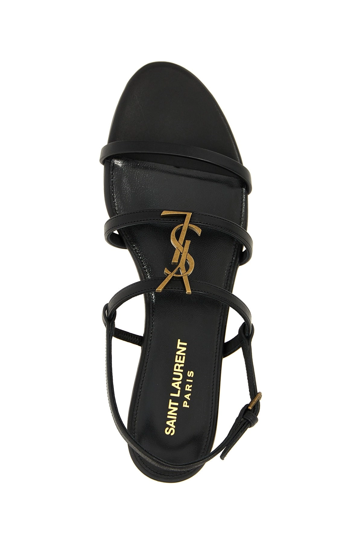 【関税込み】saint laurent CASSANDRE' SANDALS SAINT LAURENT Cassandra logo-embellished patent-leather