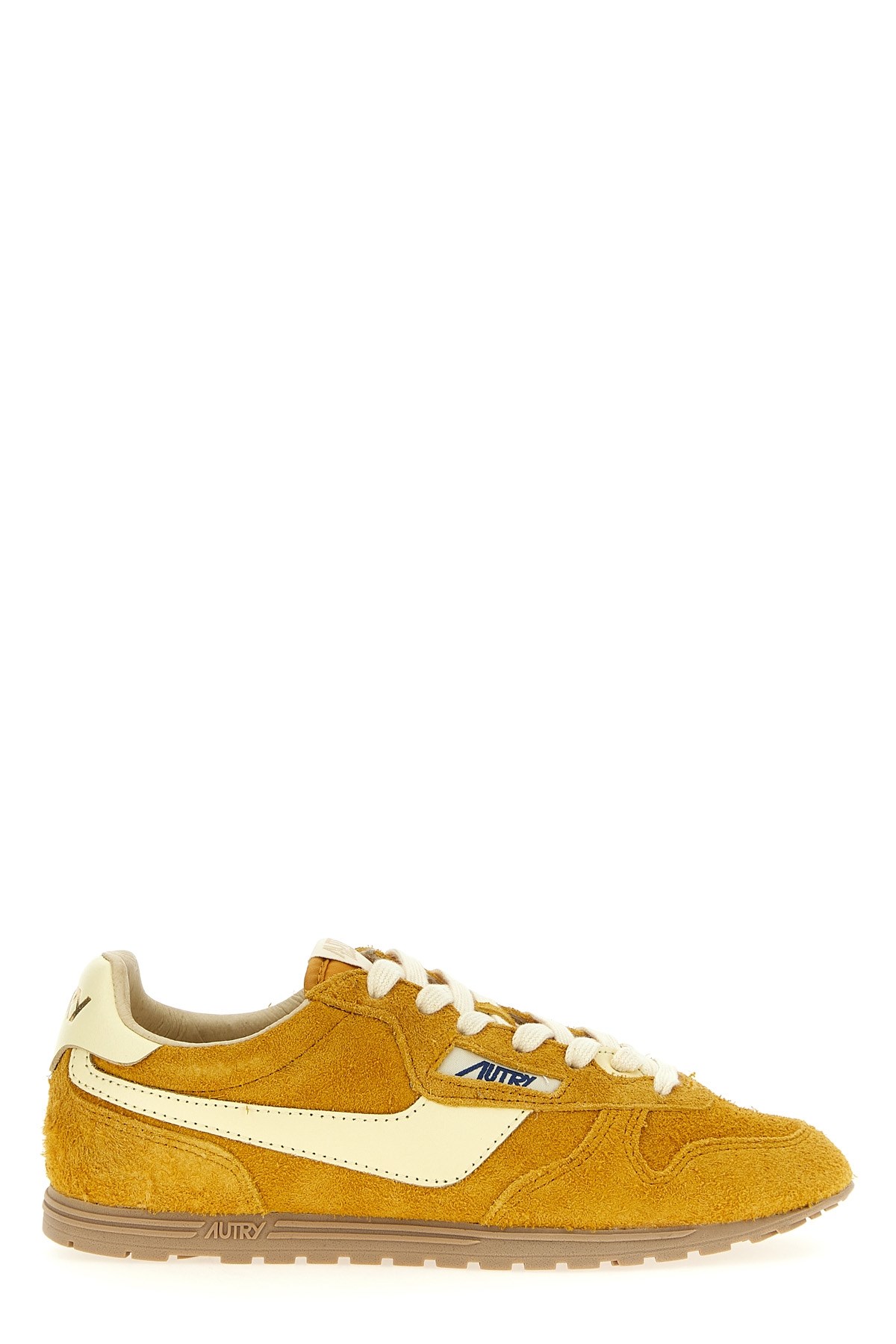 Autry 'windspin Low' Yellow Sneaker With Logo On The Side And On The Heel In Orange