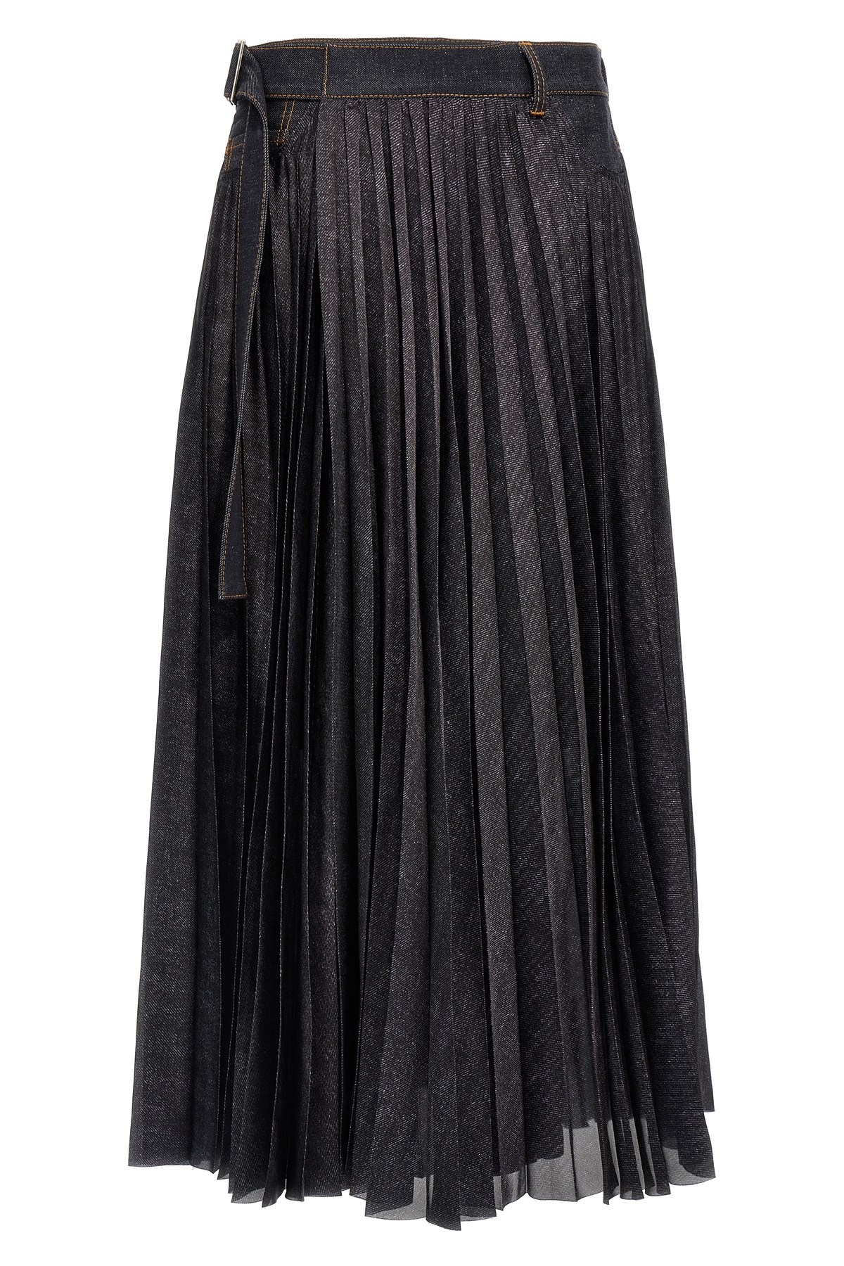 Sacai Pleated Skirt Skirts Blue In Black