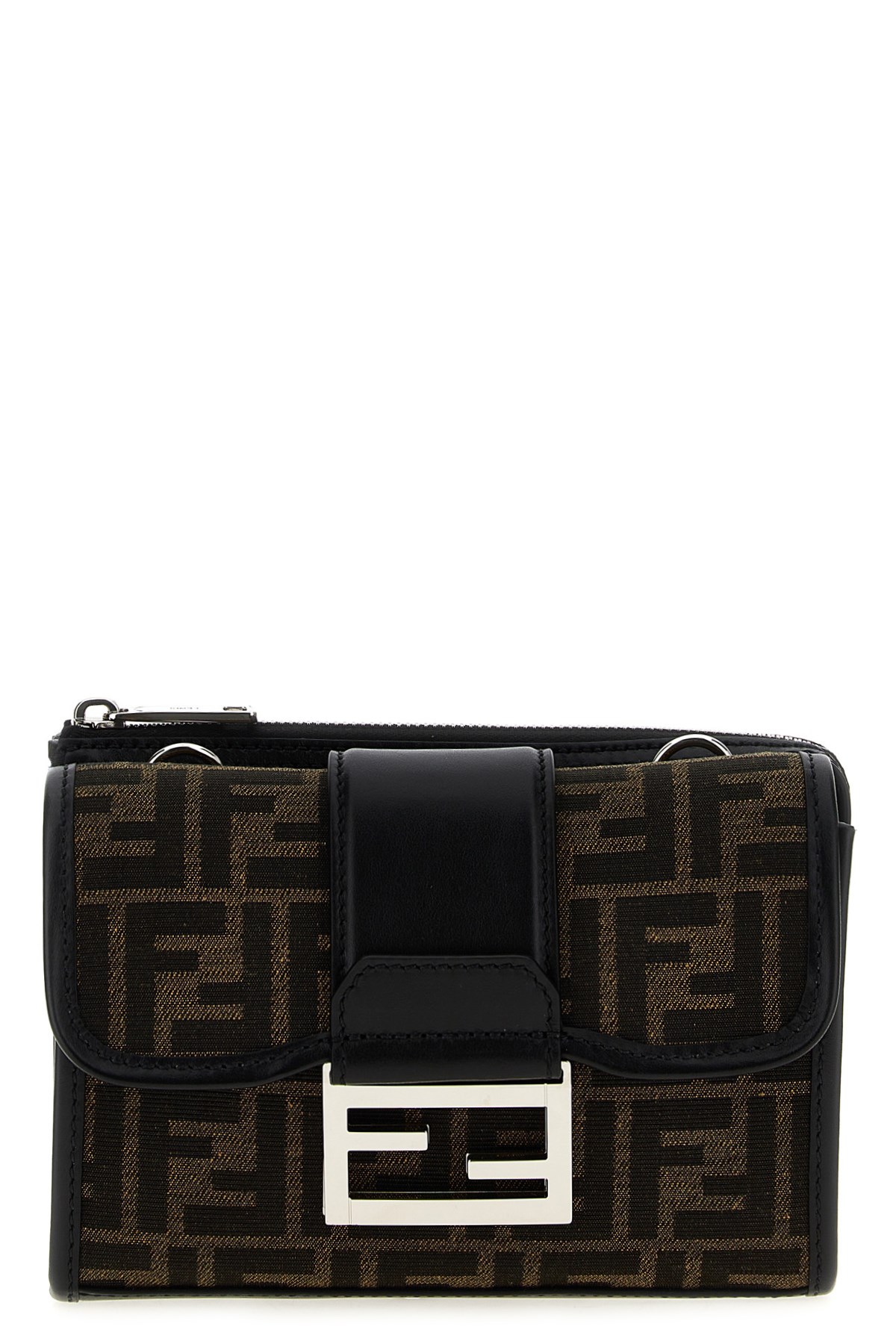 Fendi Men Ff Jacquard Double Baguette Bag In Brown | ModeSens