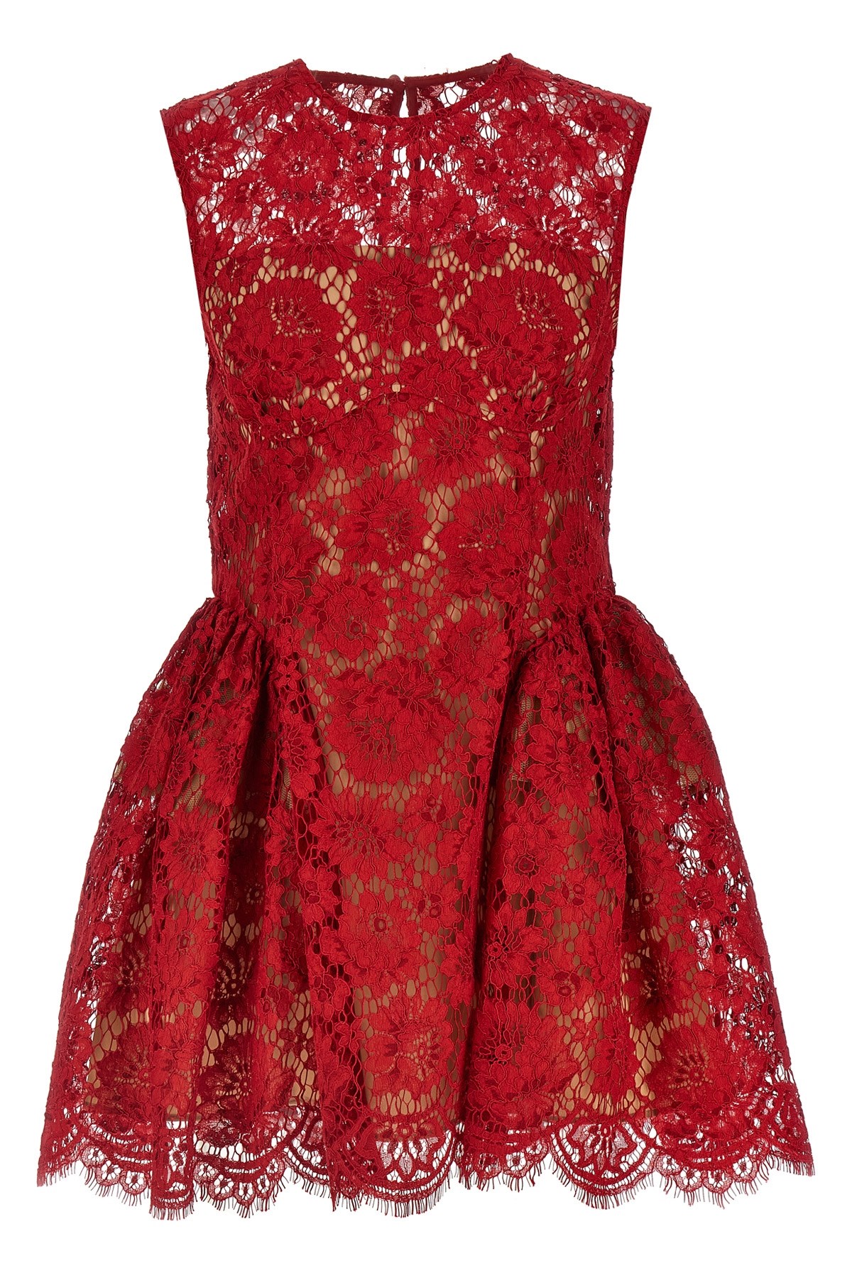Self-portrait Red Fine Lace Pearl Mini Dresses Red