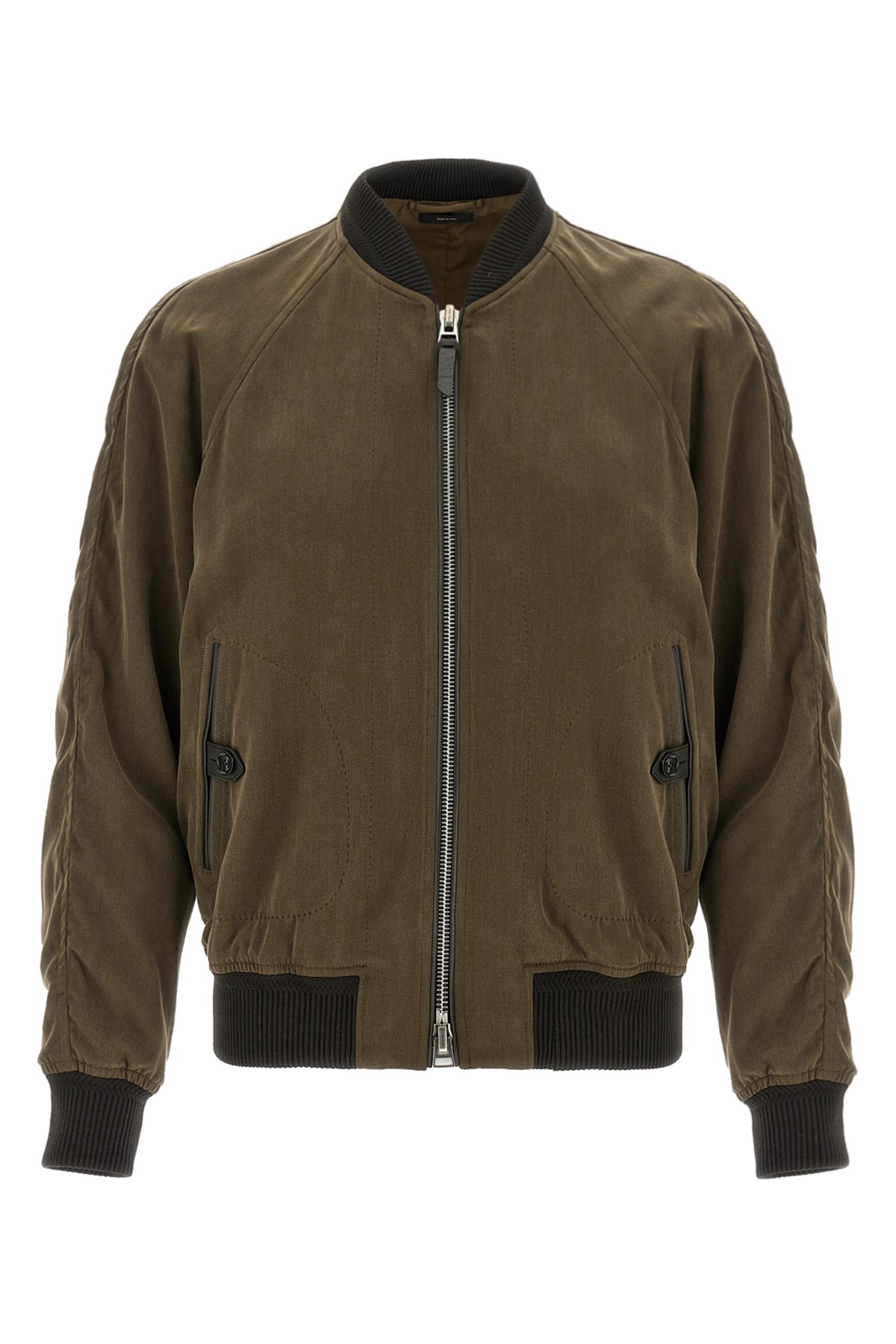 Tom Ford Ribbed Bomber Jacket With Button Accents